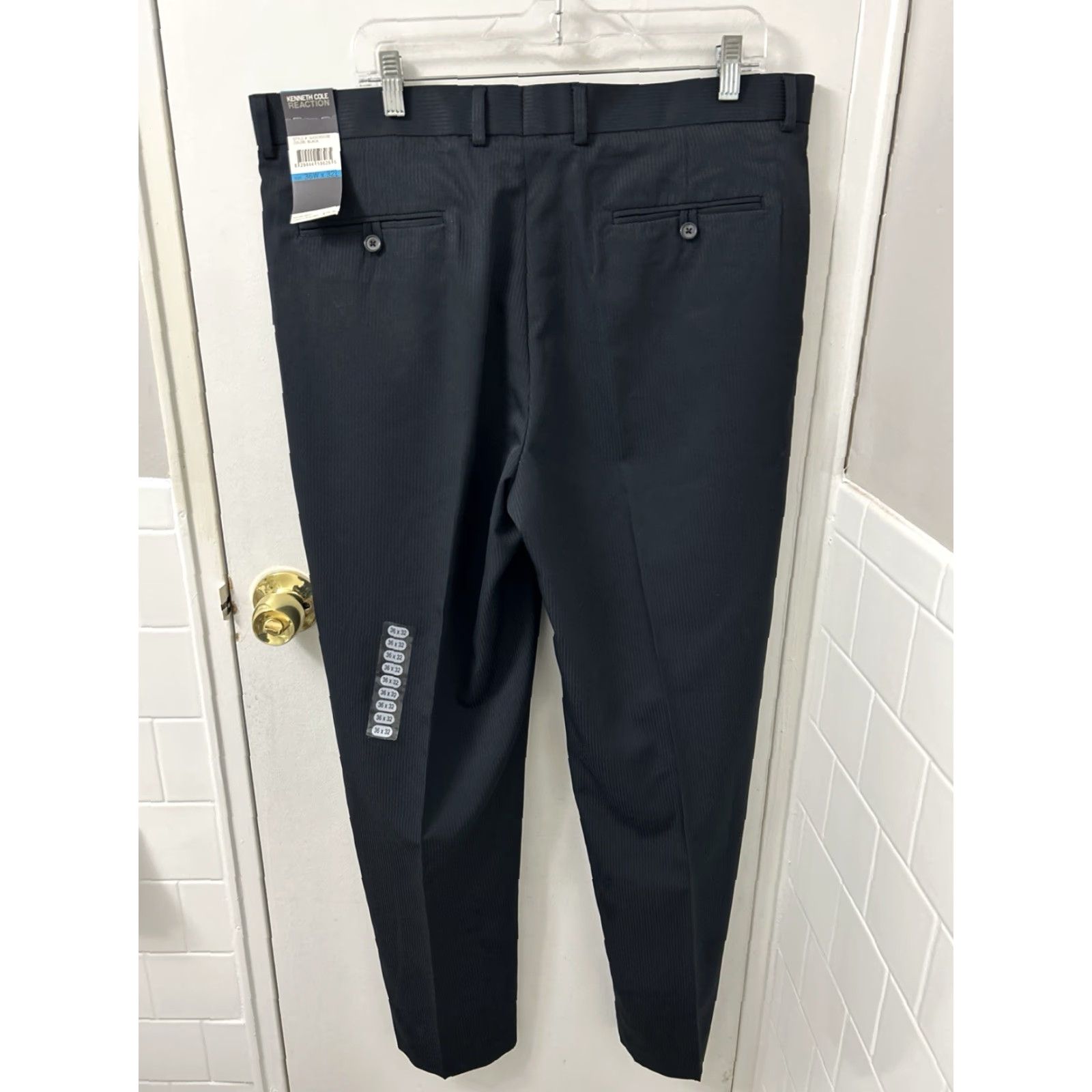 Kenneth Cole Kenneth Cole Reaction Dress Pants Mens 36x32 Black Pinstripe NWT 0 MSRP YKK Slim Flat Front Front Pockets Tapered Leg Dress Pants Mens Black Size US 36 / EU 52 - 2 Thumbnail