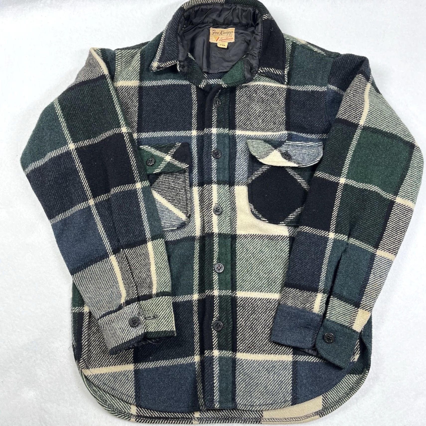 Vintage VINTAGE Fox Knapp Flannel Shacket Wool Plaid Small Size 18 Made USA Blue Green Shipped with USPS Ground Advantage Size US S / EU 44-46 / 1 - 2 Thumbnail