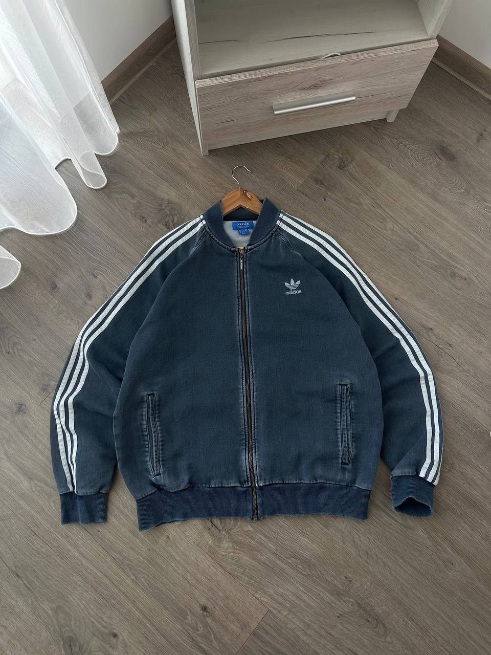 Adidas × Vintage Vintage Adidas Distressed Faded Blue Zip Hoodie Size US XL / EU 56 / 4 - 1 Thumbnail