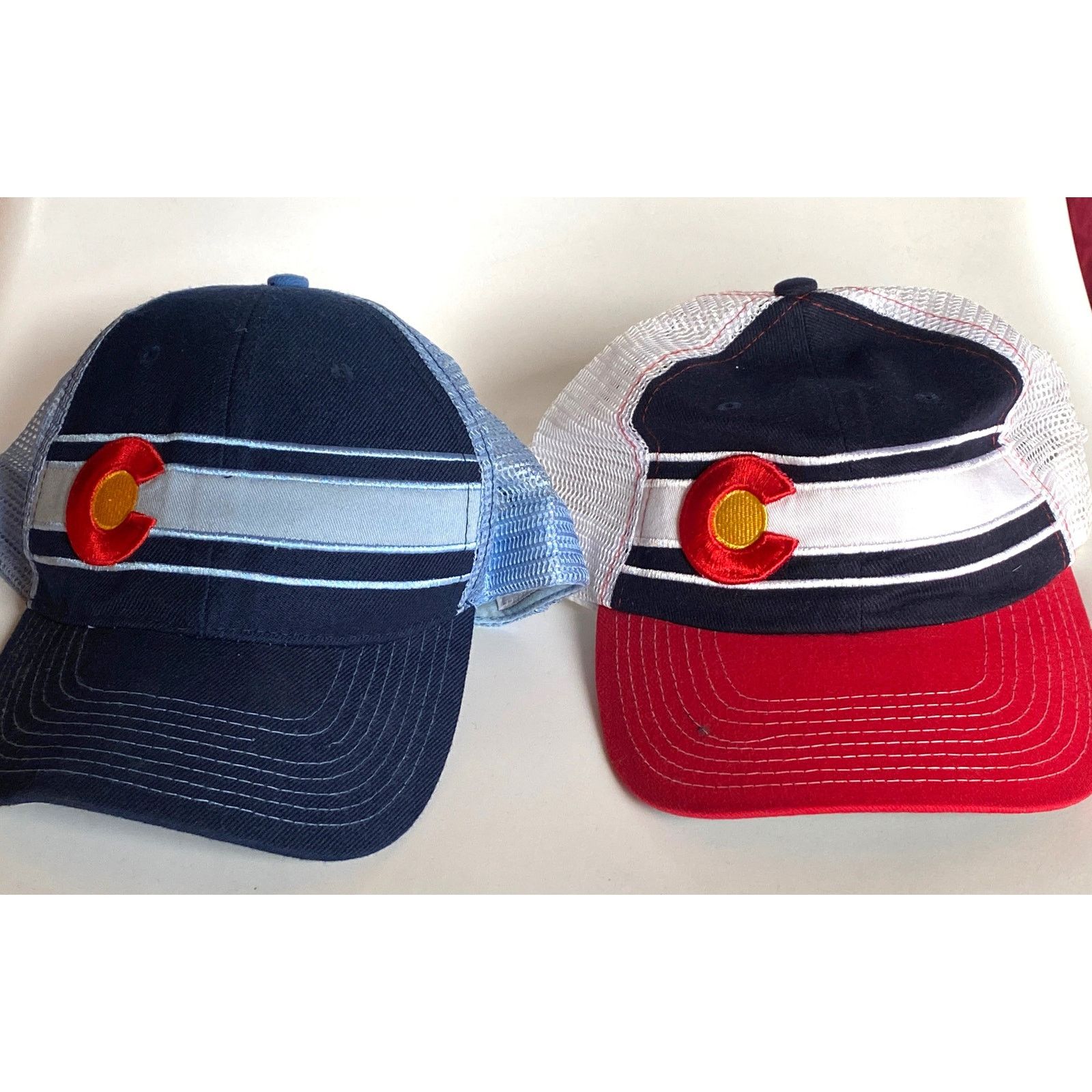 Colorado Trading Co. (2) COLORADO Flag TRUCKER hat DEDICATE white blue Caps SET Size ONE SIZE - 2 Thumbnail