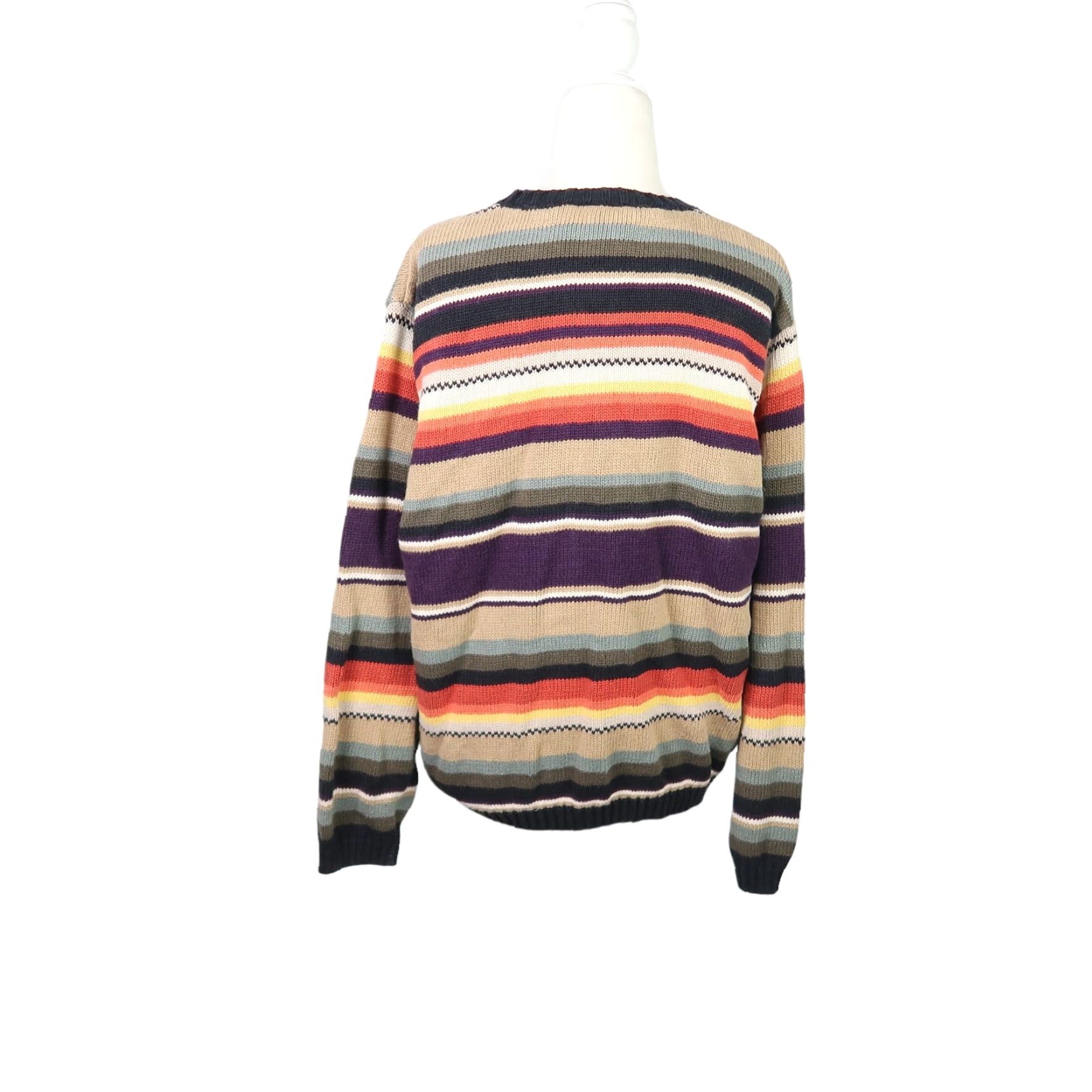 Style & Co VINTAGE 90s Style & Co Tan Stripe Knit Zip Front Cardigan Sweater L Women Modern Casual Knit Shirt Size L / US 10 / IT 46 - 4 Thumbnail