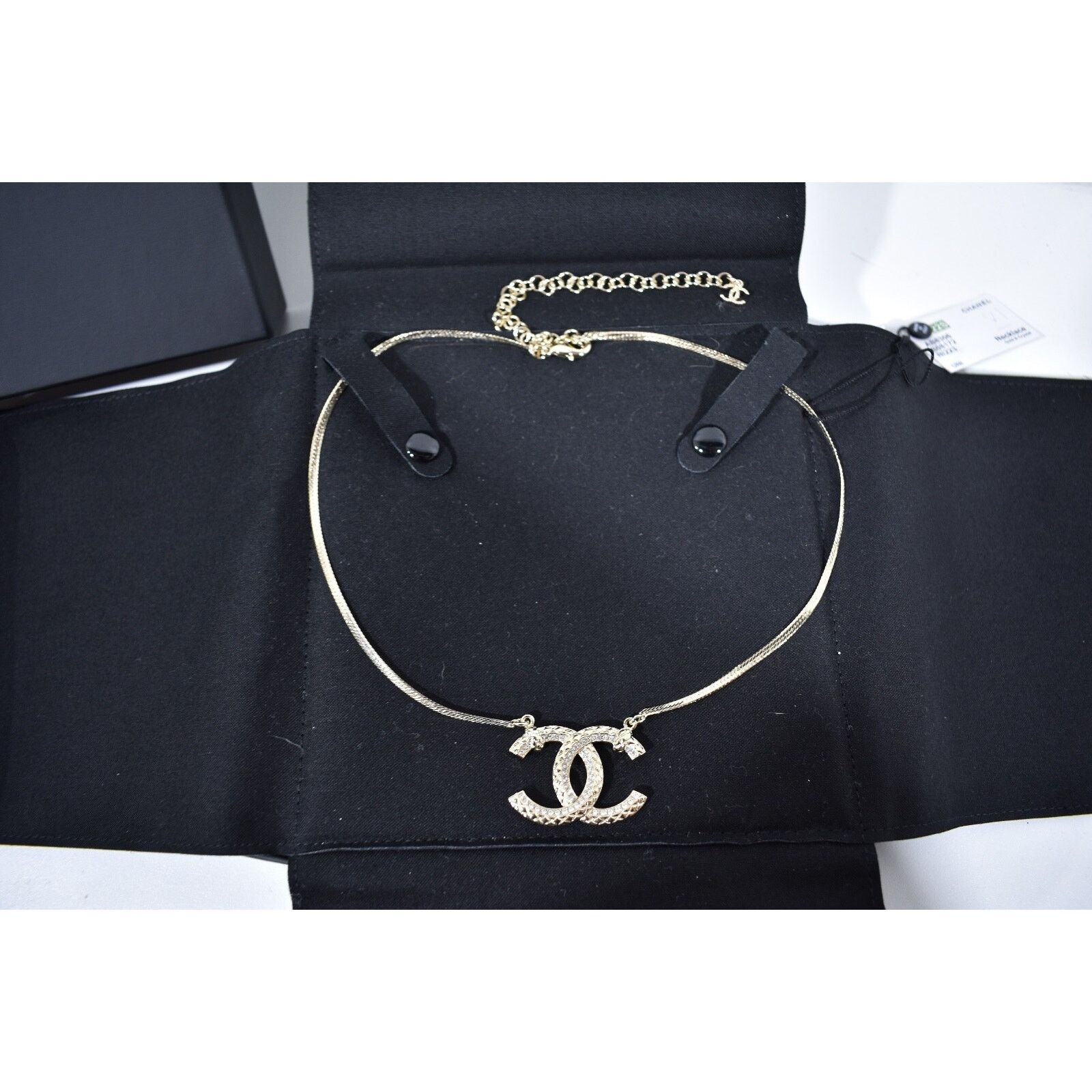 Chanel Chanel 22S Gold Metal Crystal Chain Pendant Choker Necklace Size ONE SIZE - 3 Thumbnail