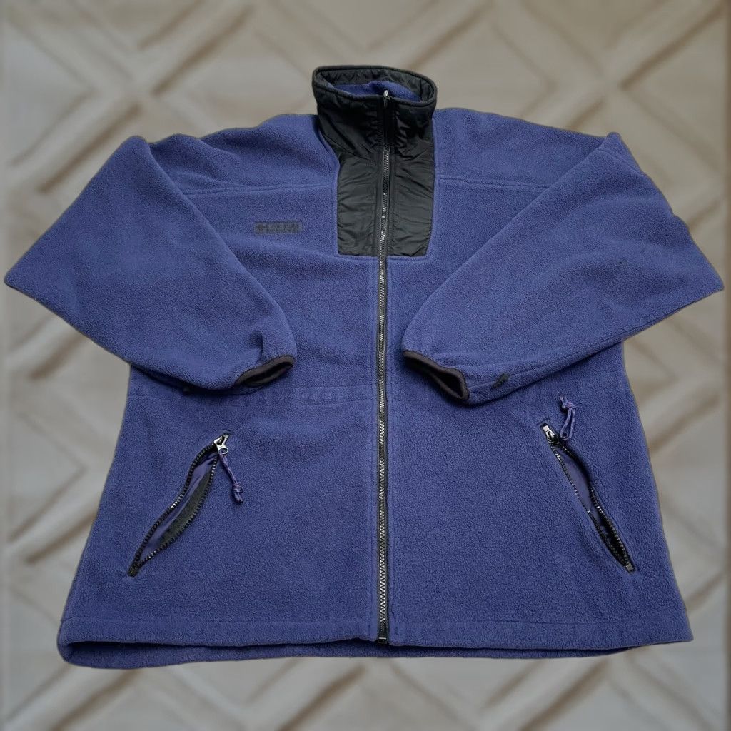 Vintage Columbia Jacket Mens Large Fleece Zip Full Pockets Navy Blue Outdoor Hiking Vintage Style Basic Jacket Mens L Navy Blue Regular Fit Size US L / EU 52-54 / 3 - 1 Thumbnail