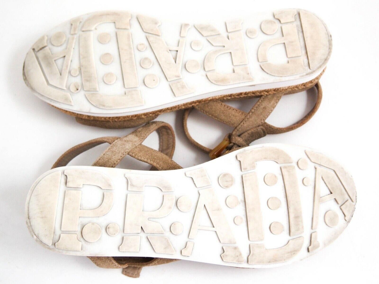 Prada Prada Open Toe Sandals Beige Suede Womens US 6 EU 36 Size US 6 / IT 36 - 8 Thumbnail