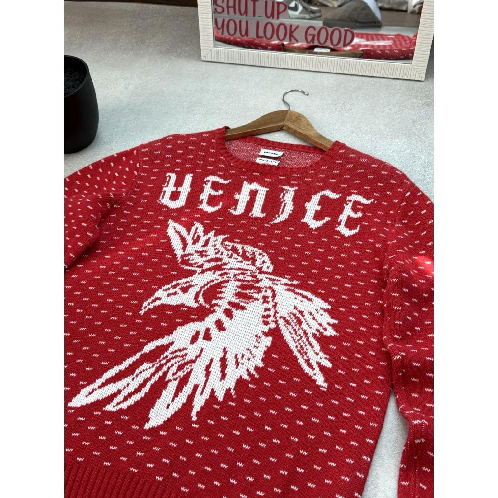 Diesel VINTAGE Diesel Venice Rare Sweater Men’s Pullover Eagle Red White Cotton M Crew Neck Knit Pullover Diesel Venice City 90s Mens Size US M / EU 48-50 / 2 - 7 Thumbnail