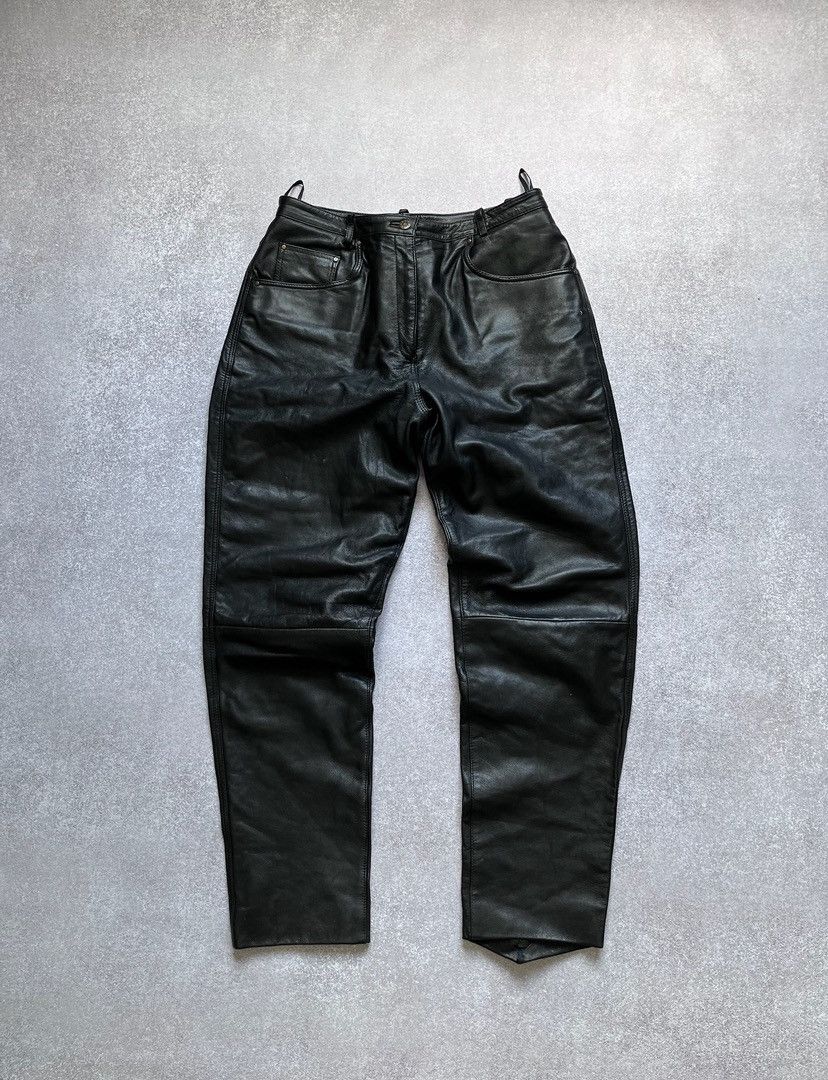 Genuine Leather × Vintage Vintage Genuine Leather Black Moto Pants Y2K 34 Size US 34 / EU 50 - 2 Thumbnail