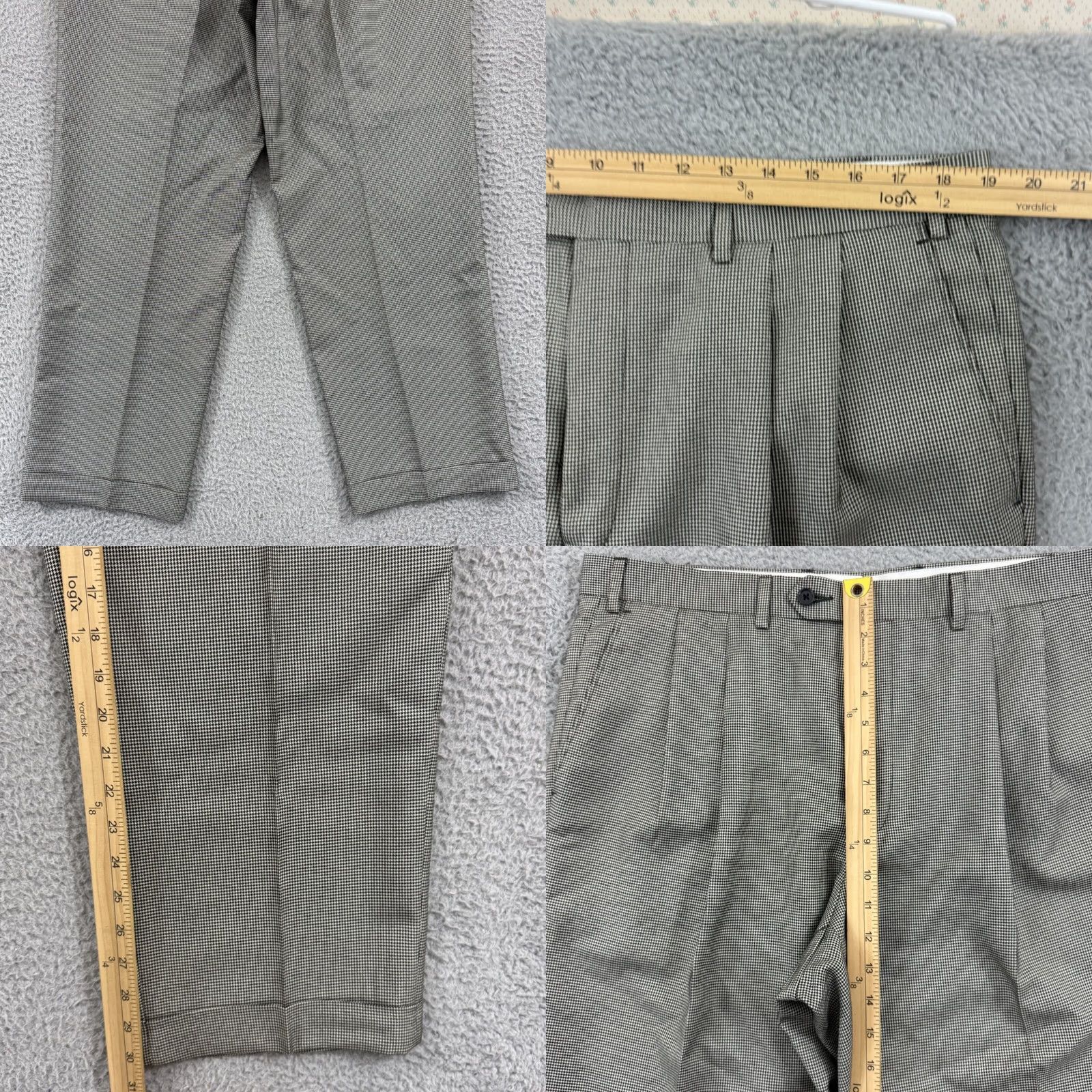 Ralph Lauren VINTAGE Lauren Ralph Lauren Pants Mens 38x30 Pleated Houndstooth Career Preppy Zip Gray Check Dress Pants Mens Size US 38 / EU 54 - 8 Thumbnail