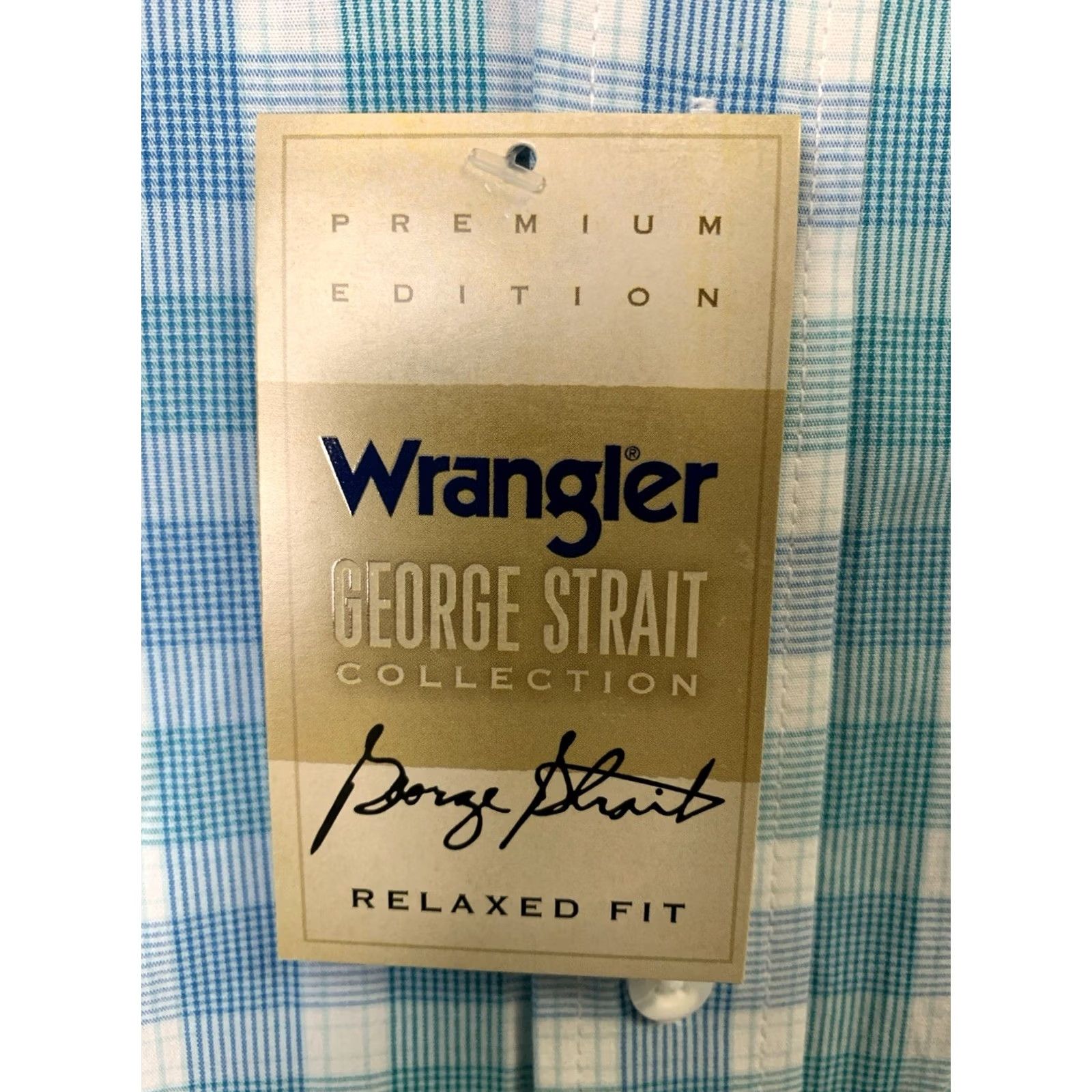 Wrangler Wrangler George Strait Button-Up Shirt Mens Large Blue/White Plaid Cowboy Western Casual Workwear Size US L / EU 52-54 / 3 - 3 Thumbnail