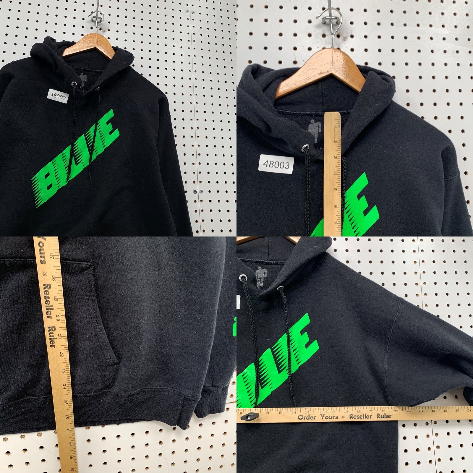 Vintage Billie Eilish Hoodie Sweatshirt Mens Large Black Green 2020 Tour Racing Graphic Size US L / EU 52-54 / 3 - 8 Thumbnail