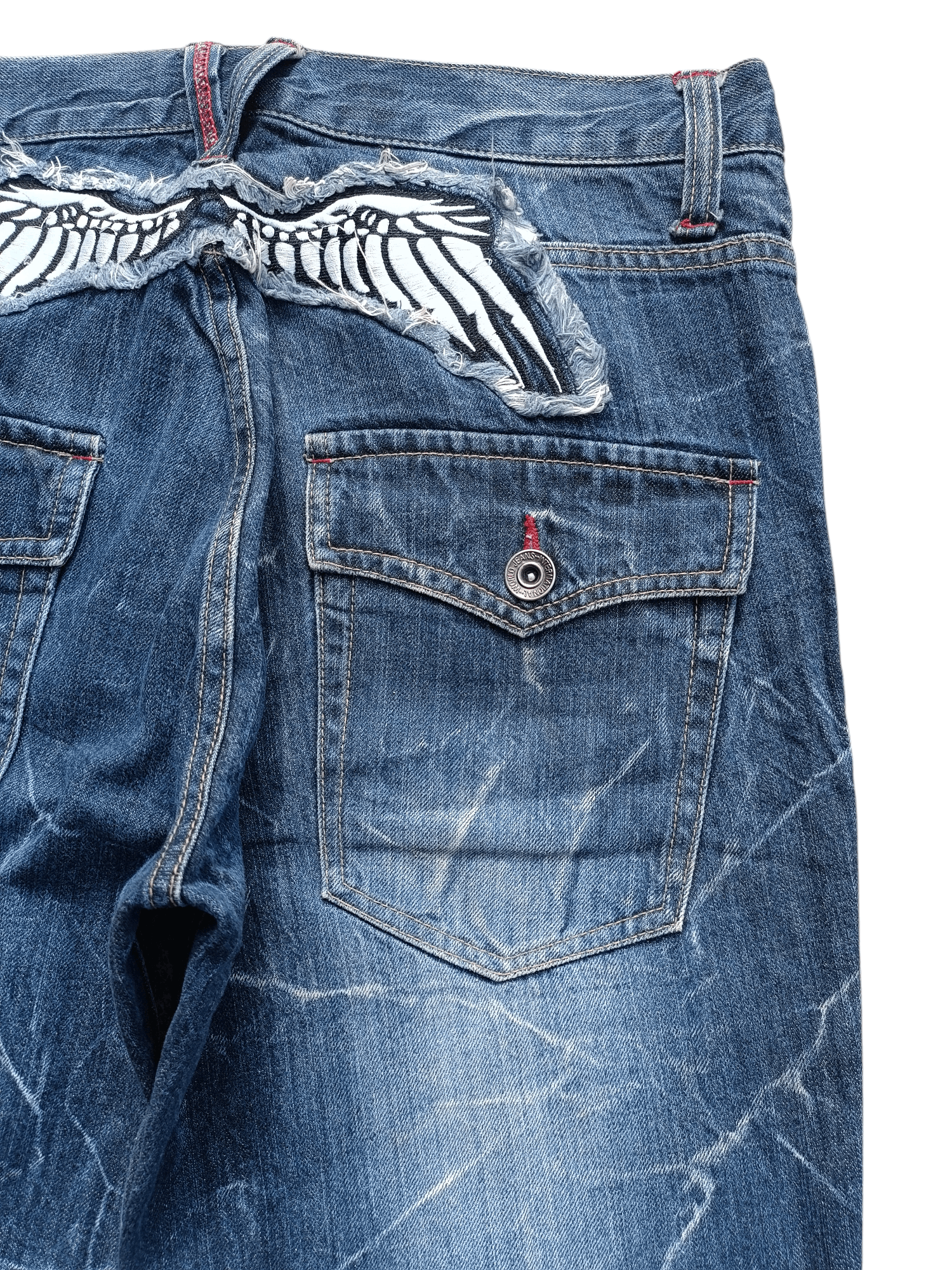 Japanese Brand FLARED 💥 JAPANESE BRAND NYLAUS ANGEL WING EMBROIDERY DENIM Size US 32 / EU 48 - 2 Thumbnail