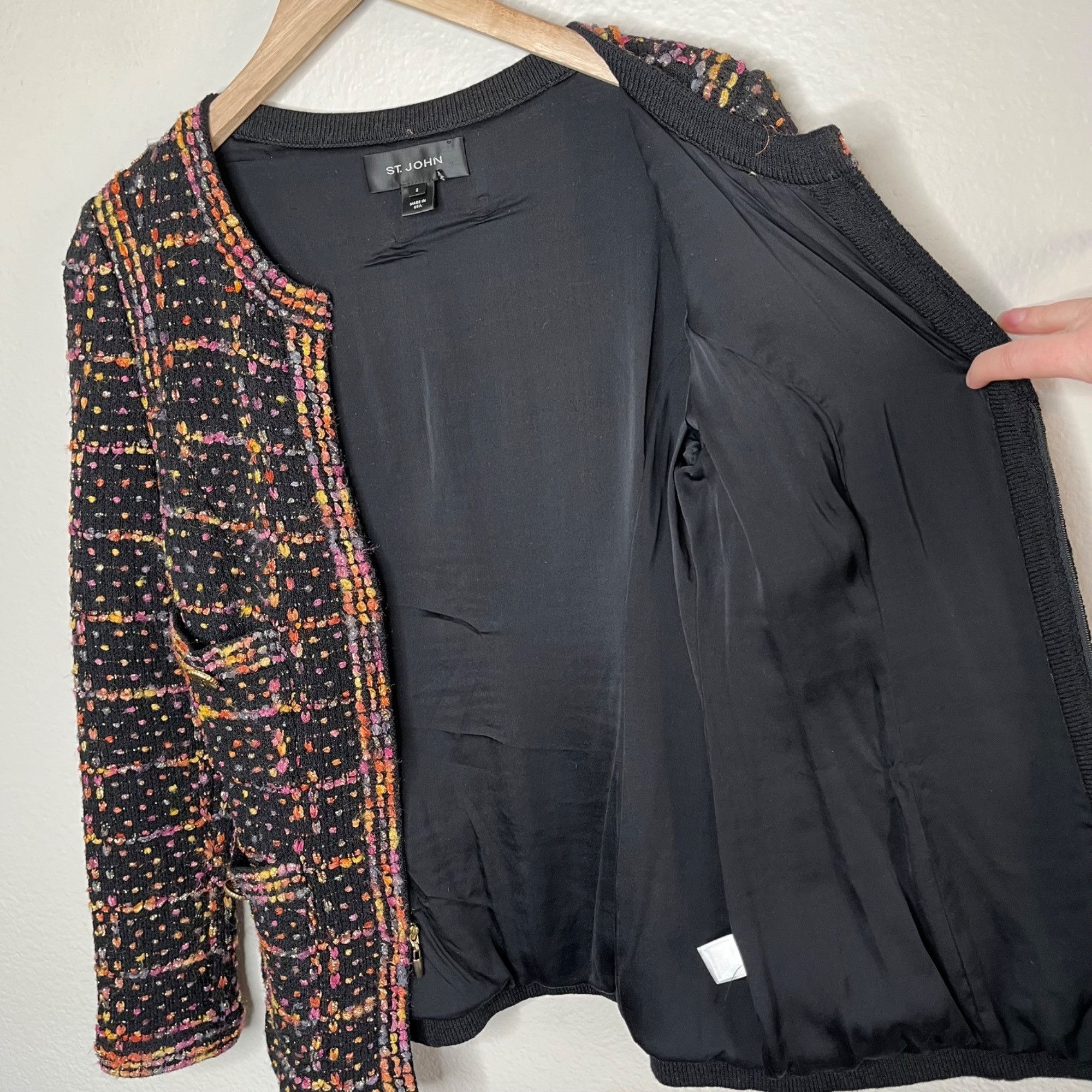 St. John St. John Womens Tweed Knit Multicolor Blazer Jacket Front Po Size XS / US 0-2 / IT 36-38 - 13 Thumbnail