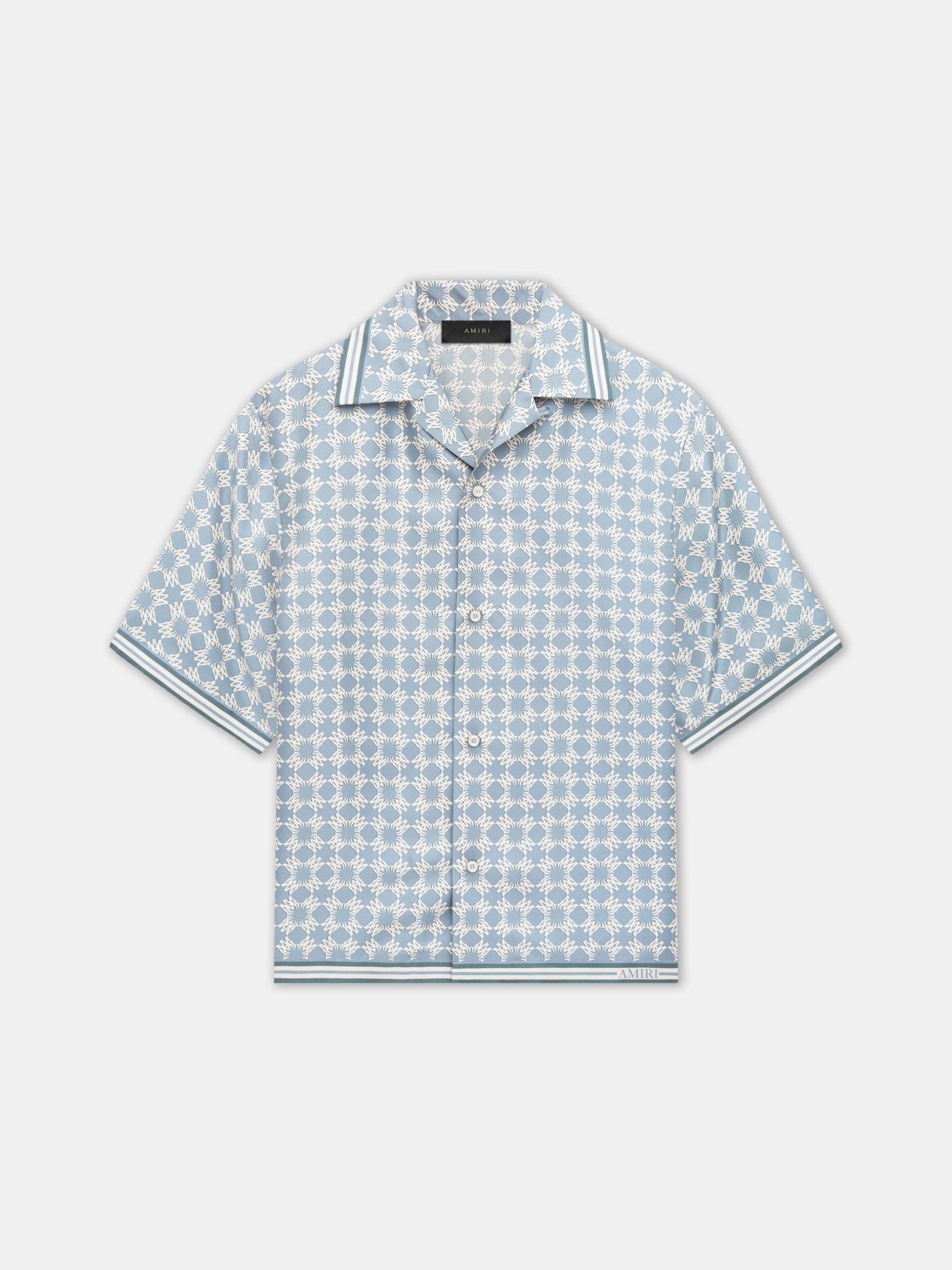 Amiri o1orln1025 MA Quad Bowling Shirt in Blue/White Size US XL / EU 56 / 4 - 1 Thumbnail