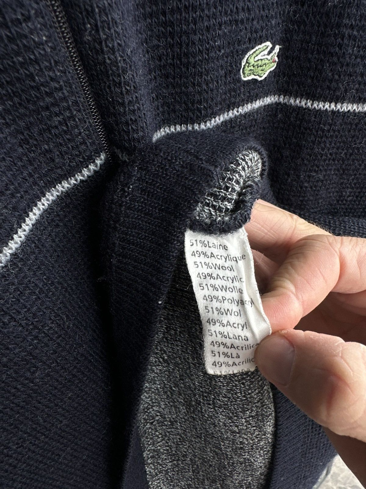 Lacoste Lacoste Full Zip Wool Blend Sweater Navy Blue Size 7 L Large Size US M / EU 48-50 / 2 - 7 Thumbnail
