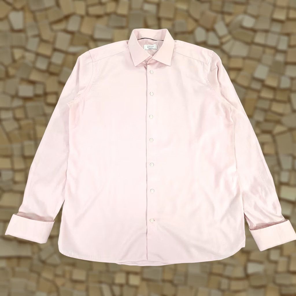 Eton ETON Mens Shirt Pink 17.5 Cotton Button Up Double Cuffs Mens Size US XXL / EU 58 / 5 - 1 Thumbnail