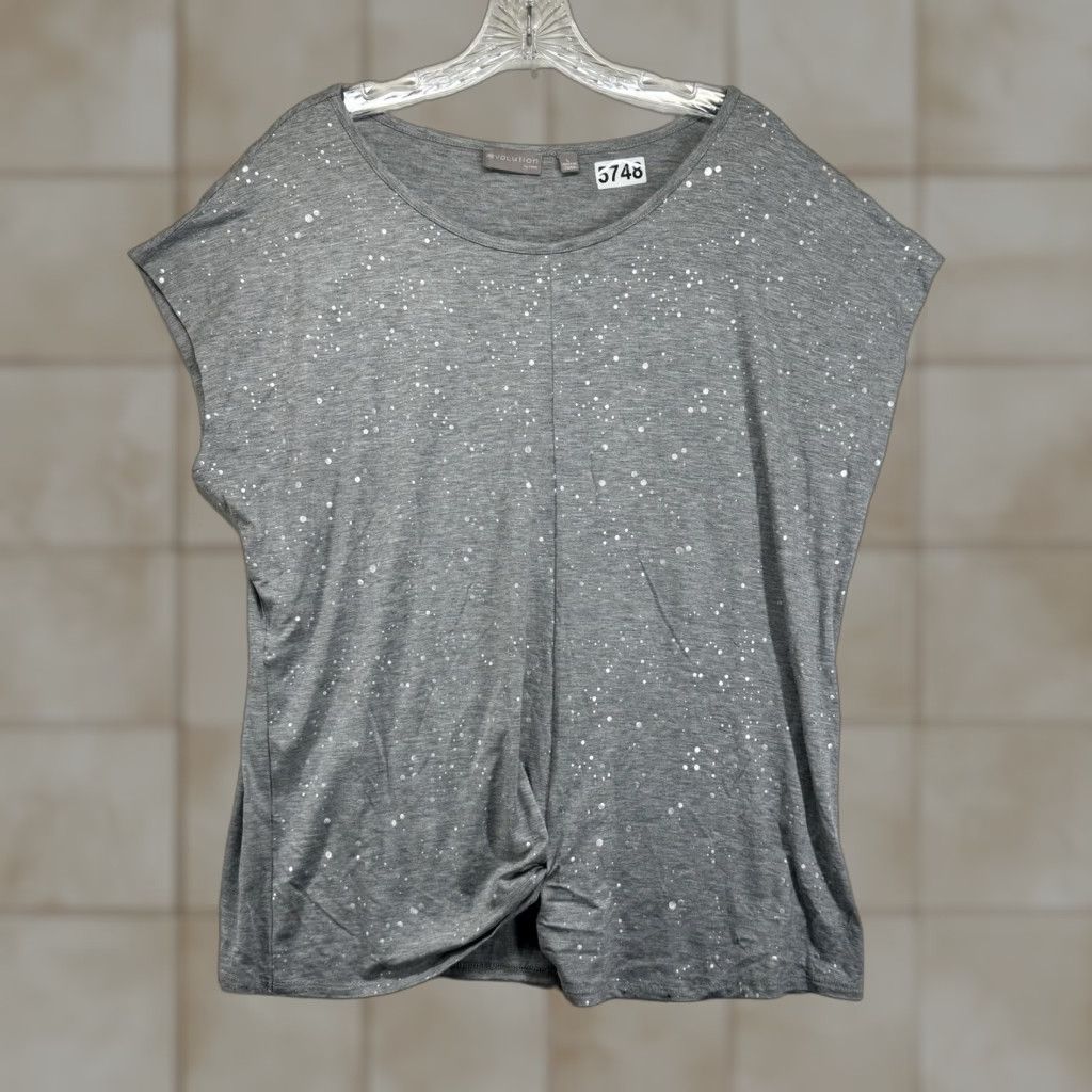 Vintage VINTAGE Cyrus Women's T-Shirt Large Gray Polka Dot Shiny Knot Front Metal Silver Size L / US 10 / IT 46 - 1 Thumbnail