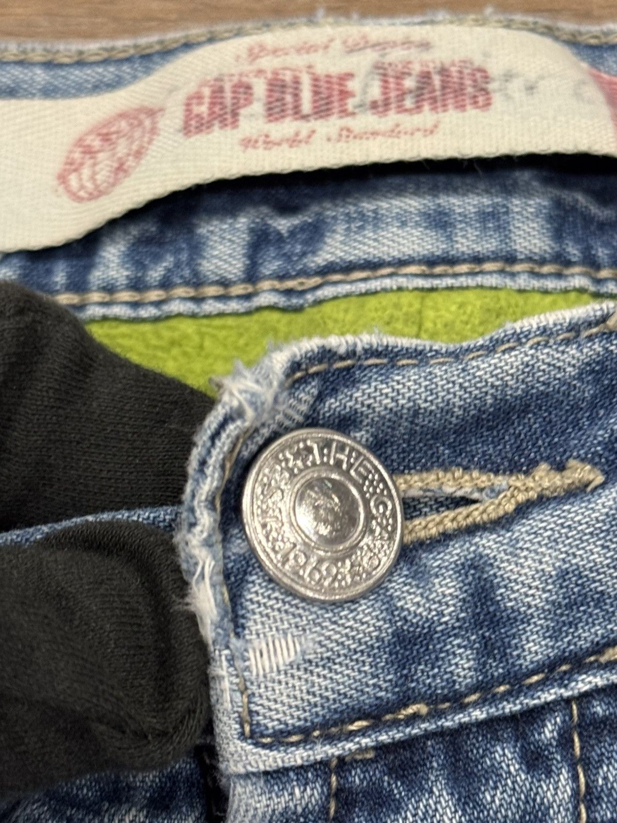 Gap Vintage 90s Gap Blue Jeans Fleece Lined Neon Green No 8 RLX Size US 33 - 8 Thumbnail