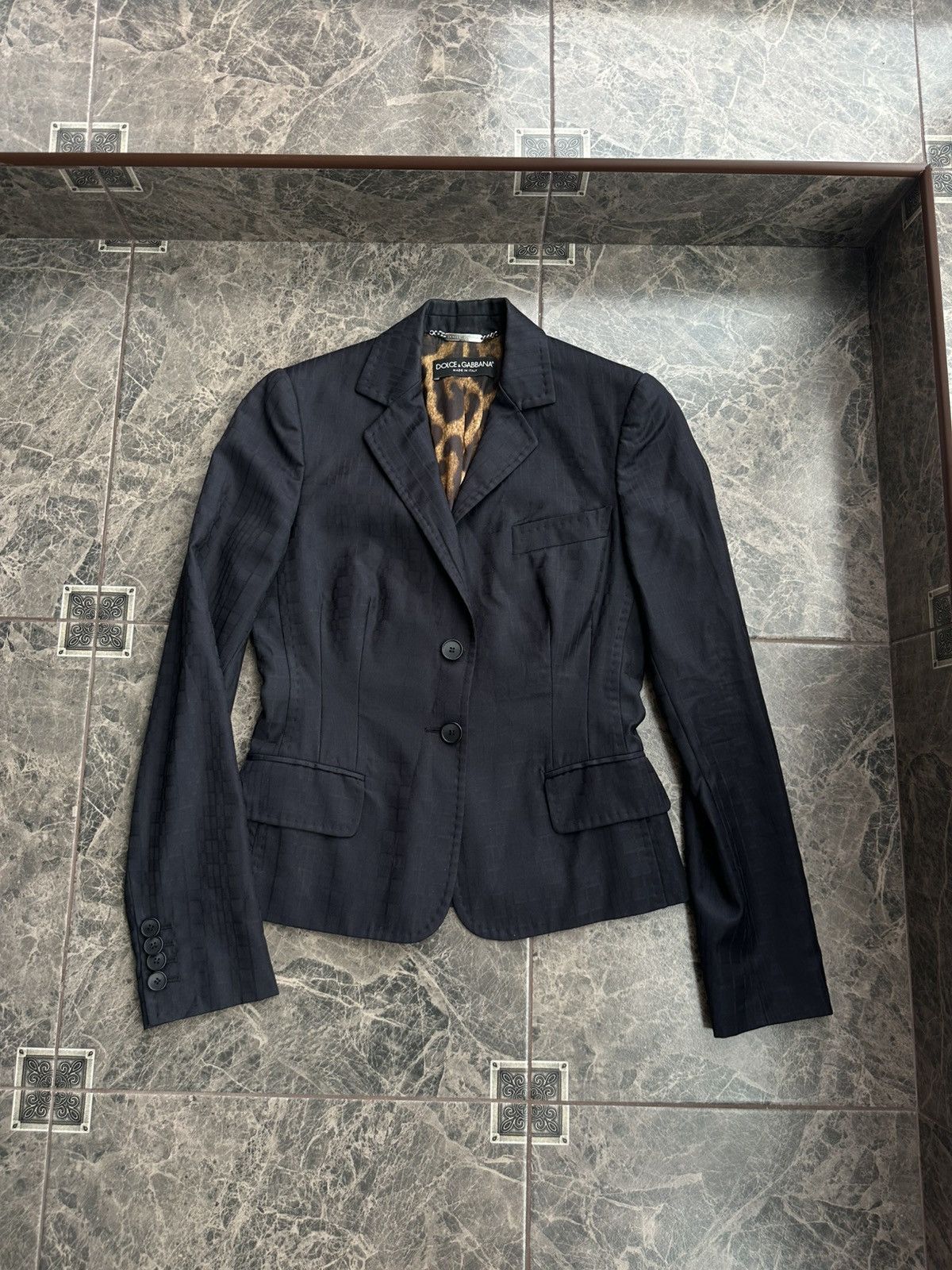 Dolce & Gabbana Dolce & Gabbana Blazer Leopard Lined Black VirginWool Jacket Size M / US 6-8 / IT 42-44 - 1 Thumbnail