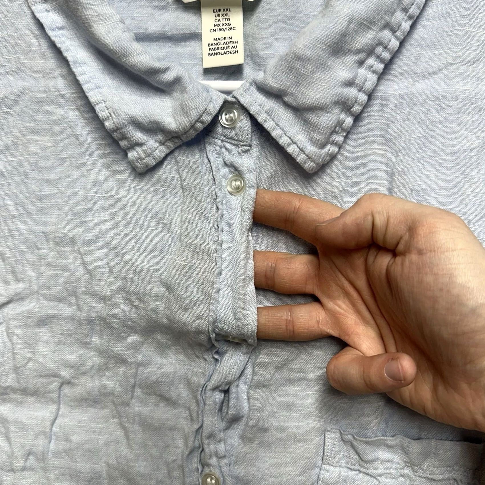 H&M H&M Shirt Womens 2XL Button Up Linen Long Sleeve Casual EUC Blue Size XXL / US 16-18 / IT 52-54 - 6 Thumbnail