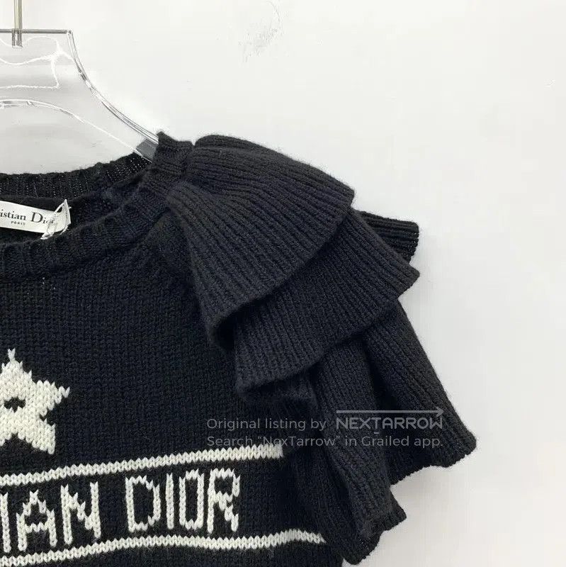 Dior Dior Black Cashmere T-Shirt with Ruffles . Size XS / US 0-2 / IT 36-38 - 2 Thumbnail