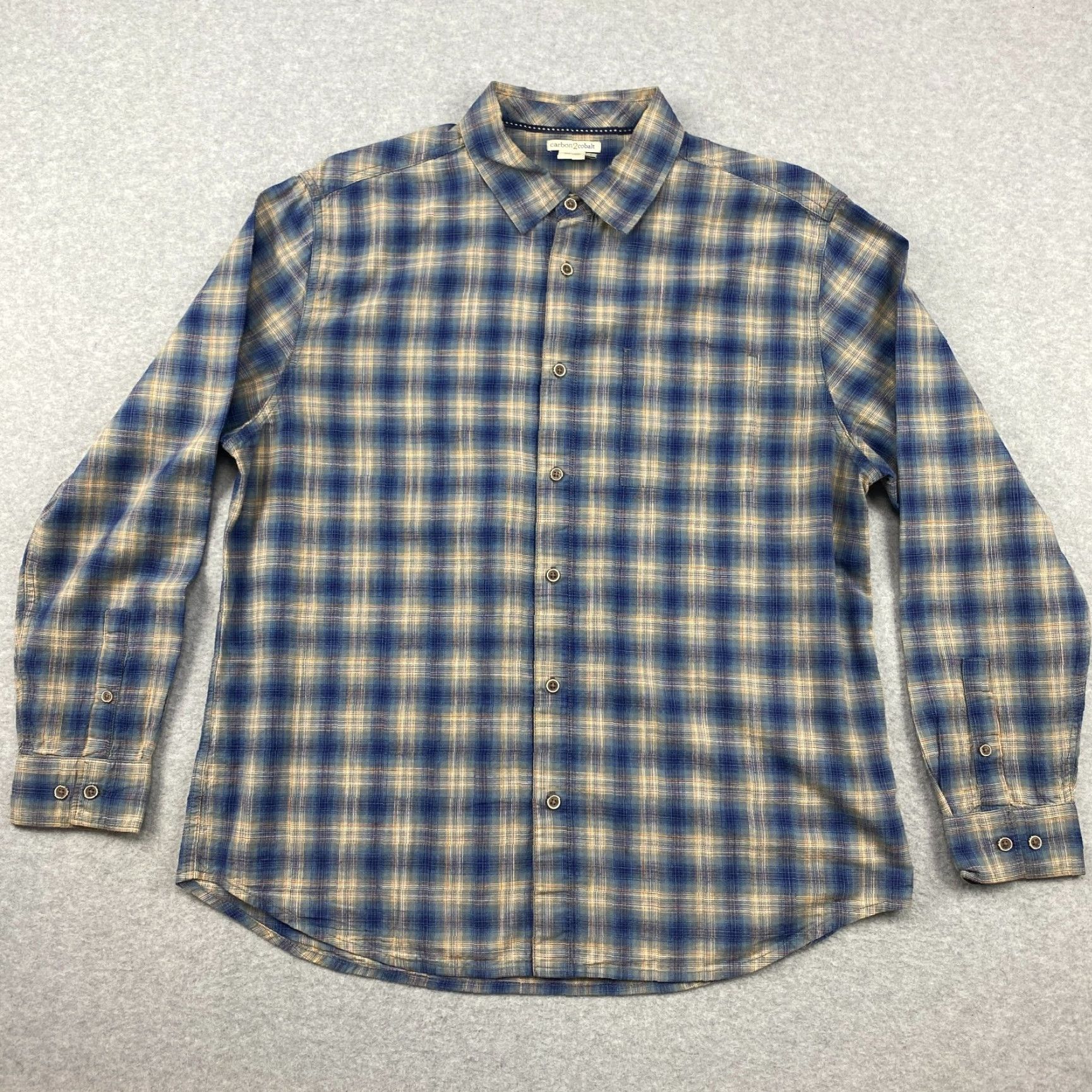 Carbon Carbon2Cobalt Shirt Mens Large L Multicolor Plaid Long Sleeve Button-Up Flannel Size US L / EU 52-54 / 3 - 2 Thumbnail