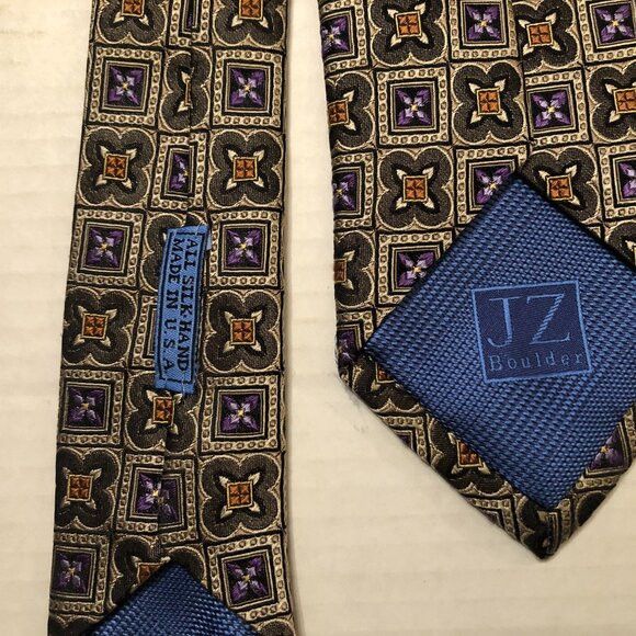Other JZ Richards men's new brown 100%silk tie 3 1/2" X 61" Size ONE SIZE - 5 Thumbnail