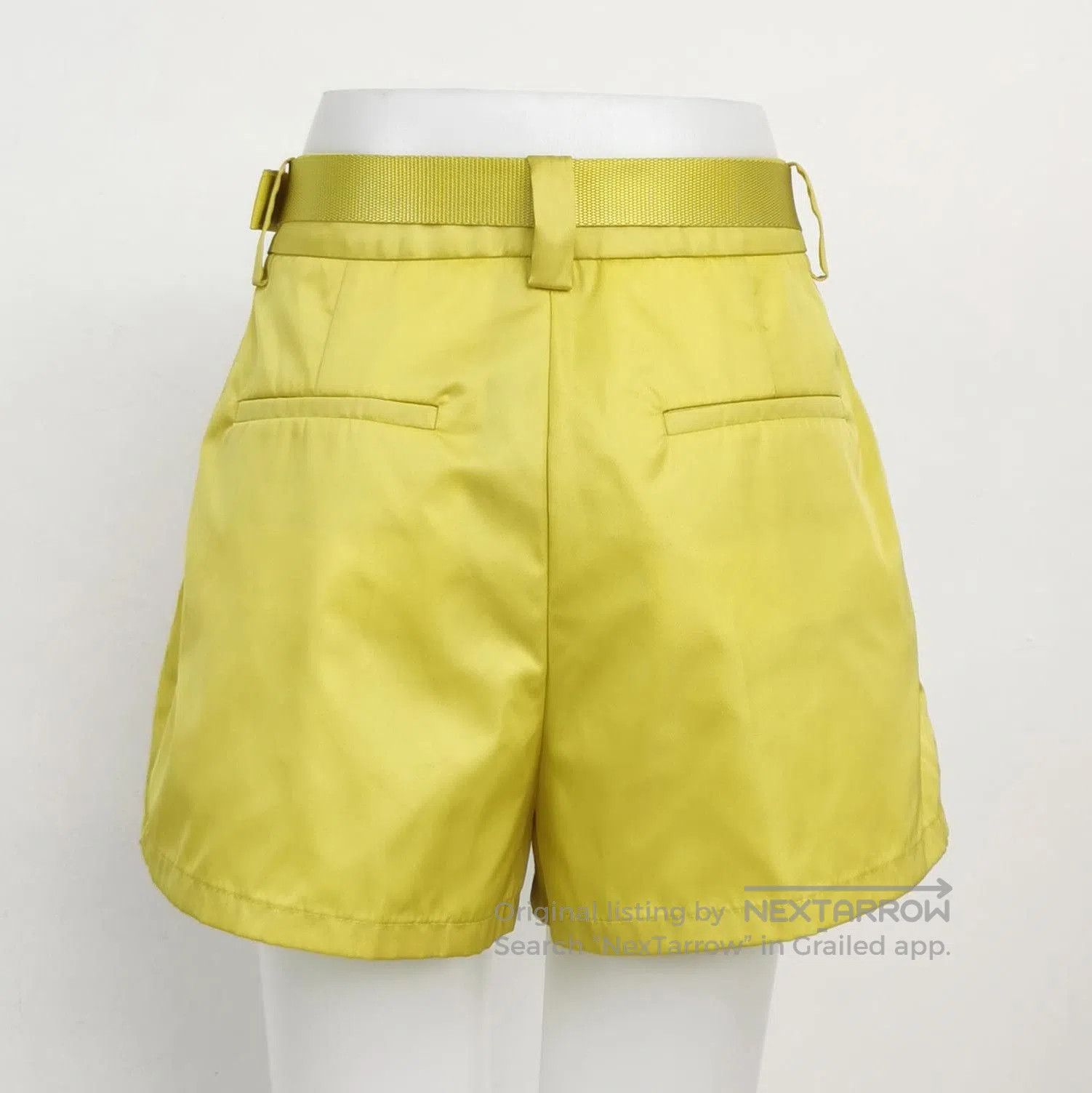 Prada Yellow Belted Shorts with Pocket .