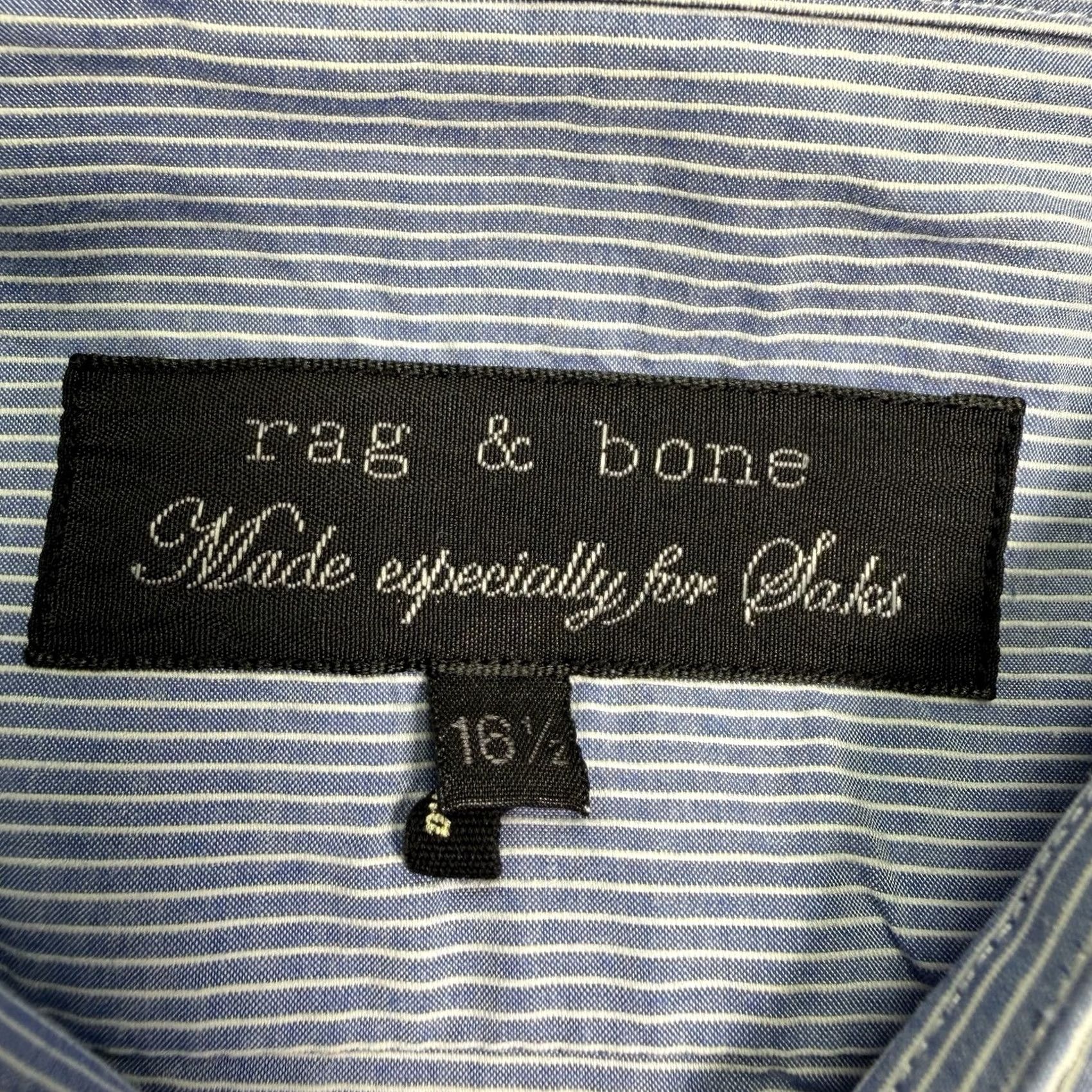 Vintage Rag And Bone Shirt Men’s 16.5 Saks Fight Avenue Cotton Striped Long Sleeve Blue Size US XL / EU 56 / 4 - 2 Thumbnail