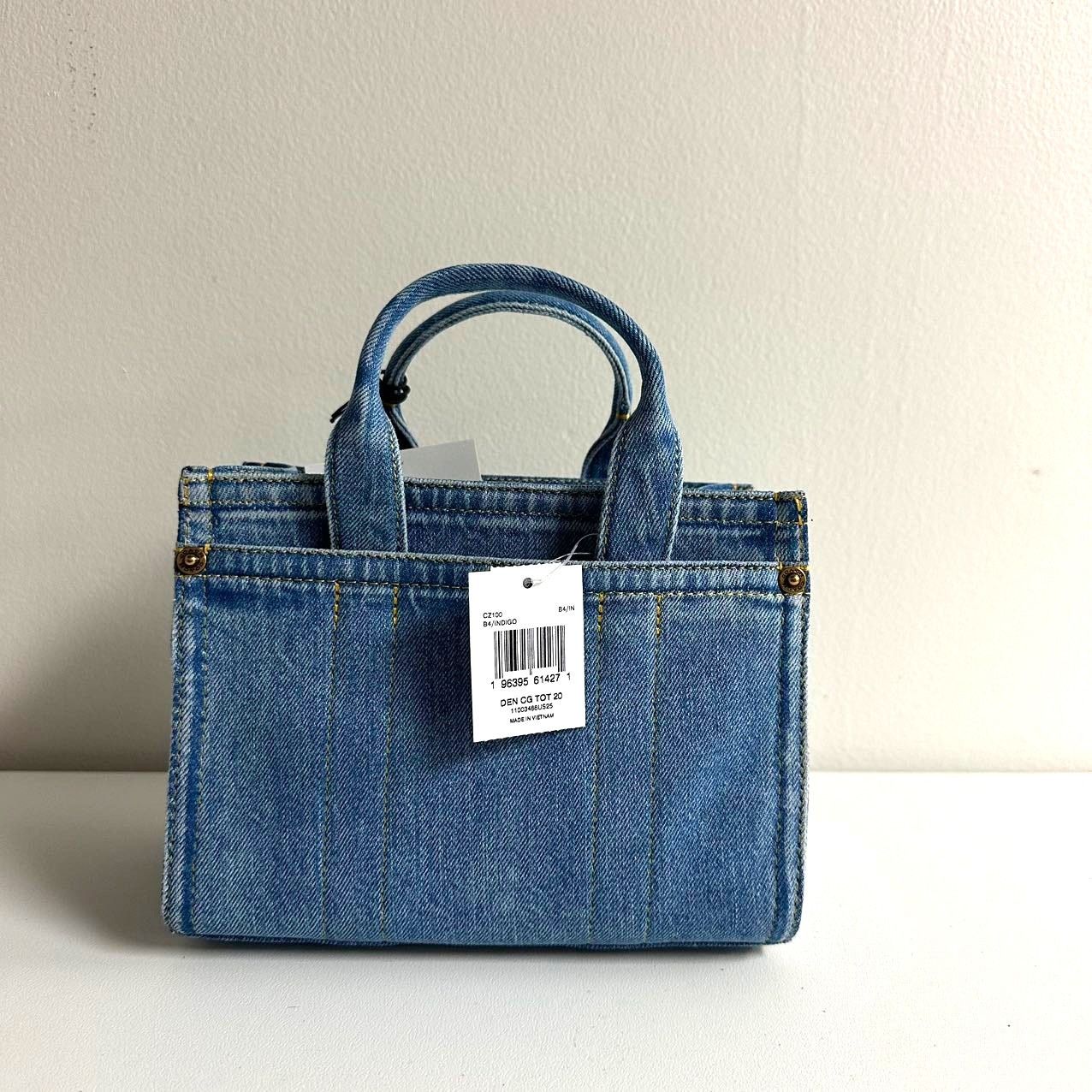 Coach Coach Mini Denim Cargo Tote Bag 20 Brass / Indigo CZ100 NWT Size ONE SIZE - 2 Thumbnail