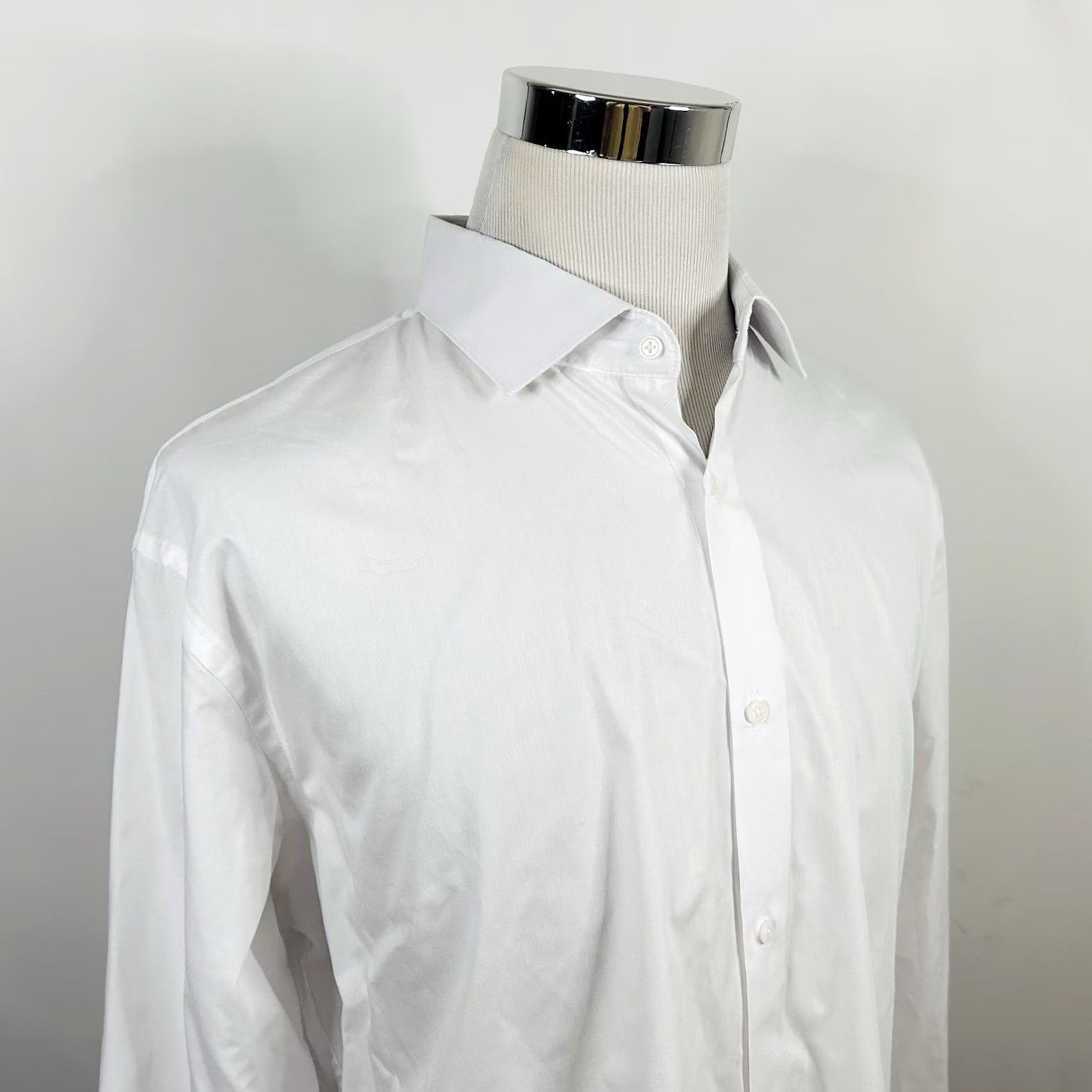 Vintage JB Britches Dress Shirt 17.5 34/35 White Cotton Blend Formal Button Front Shirt Mens Regular Long Sleeve Size 48R - 2 Thumbnail