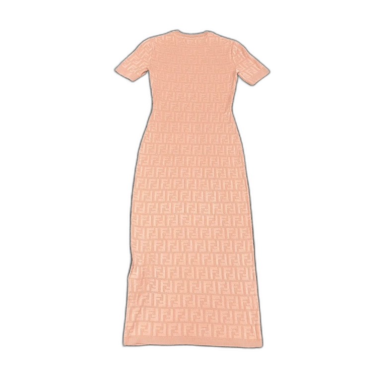 Fendi Fendi Pink Knit Long Dress with FF Pattern Size M / US 6-8 / IT 42-44 - 1 Thumbnail