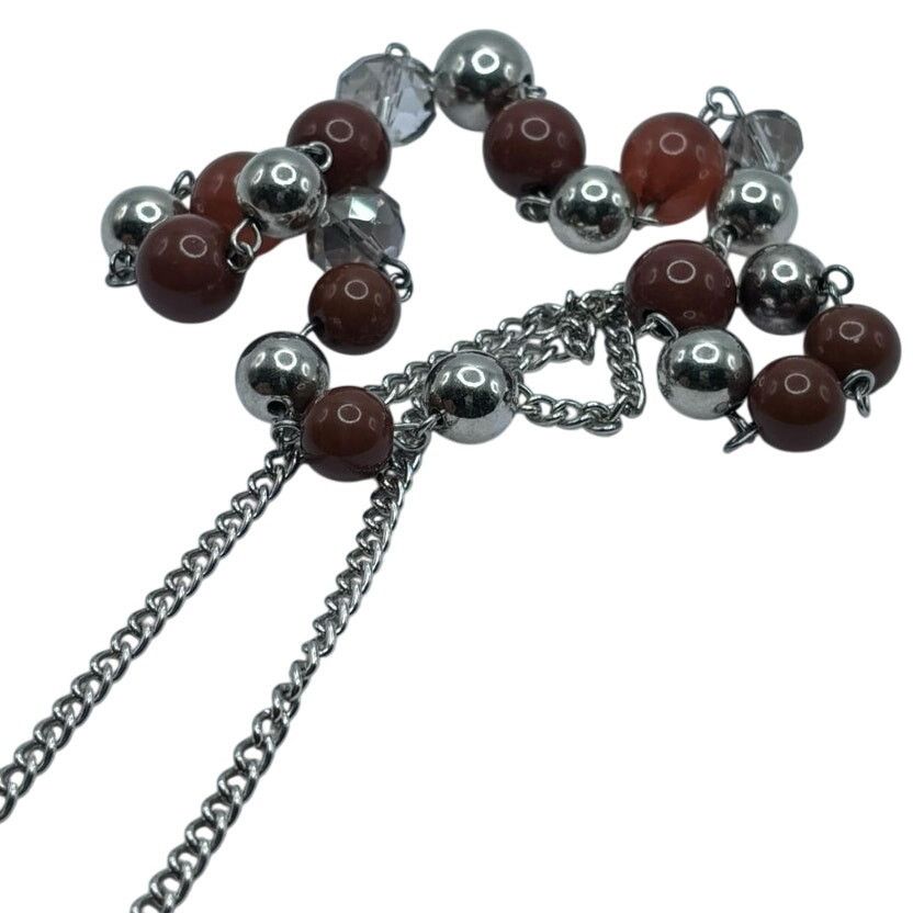 Other Brown & Silver Beaded Necklace Size ONE SIZE - 3 Thumbnail