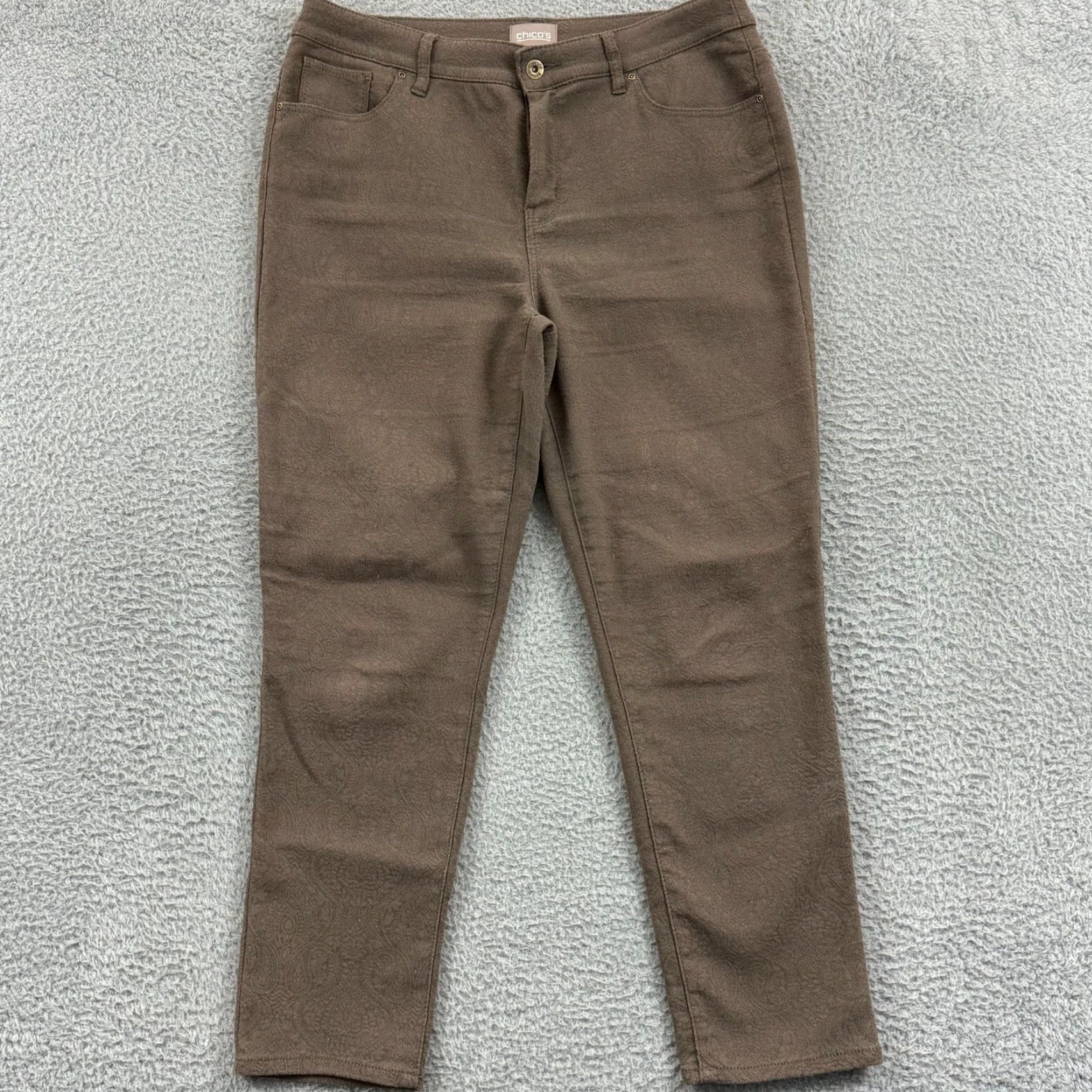 Vintage Chicos Pants Womens 1 Brown Ankle Button Trouser 32x28 Casual Stretch Career Size 25" / US 0 / IT 36 - 2 Thumbnail