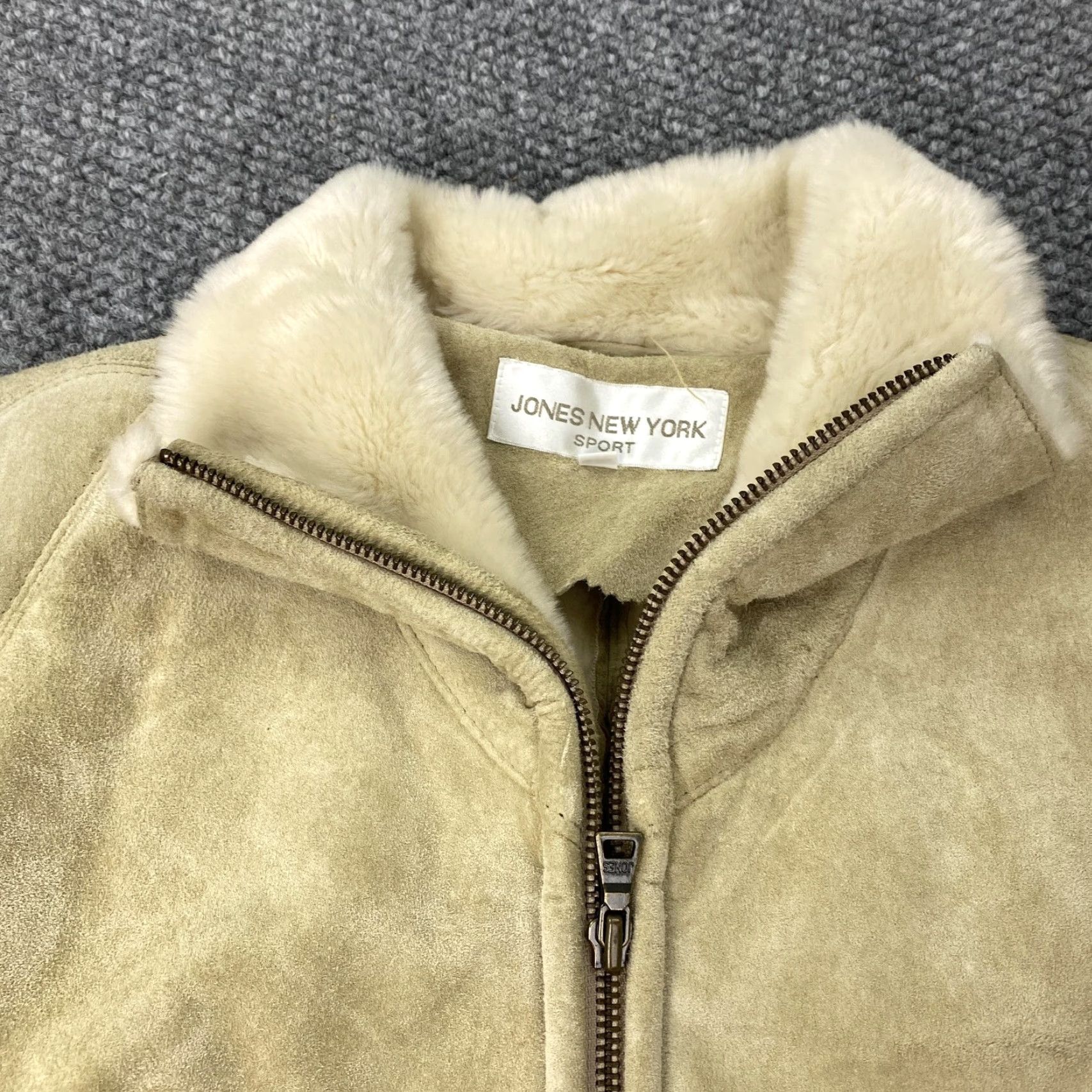 Jones New York JONES NEW YORK Leather Sport Coat Womens Large Tan Faux Shearling Zip Mid-Length Size L / US 10 / IT 46 - 5 Thumbnail