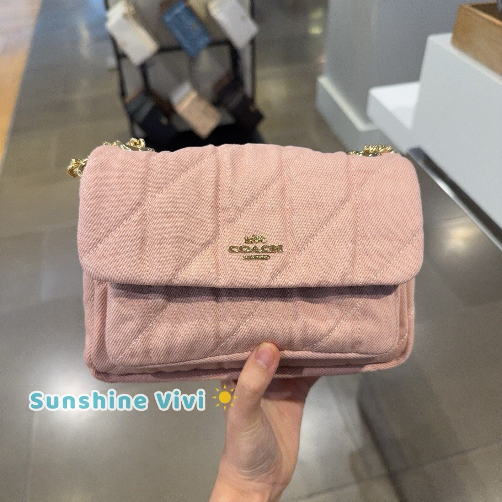 Coach NWT Coach Elodie Crossbody Bag 18 Denim CEU17 Light Pink Size ONE SIZE - 5 Thumbnail