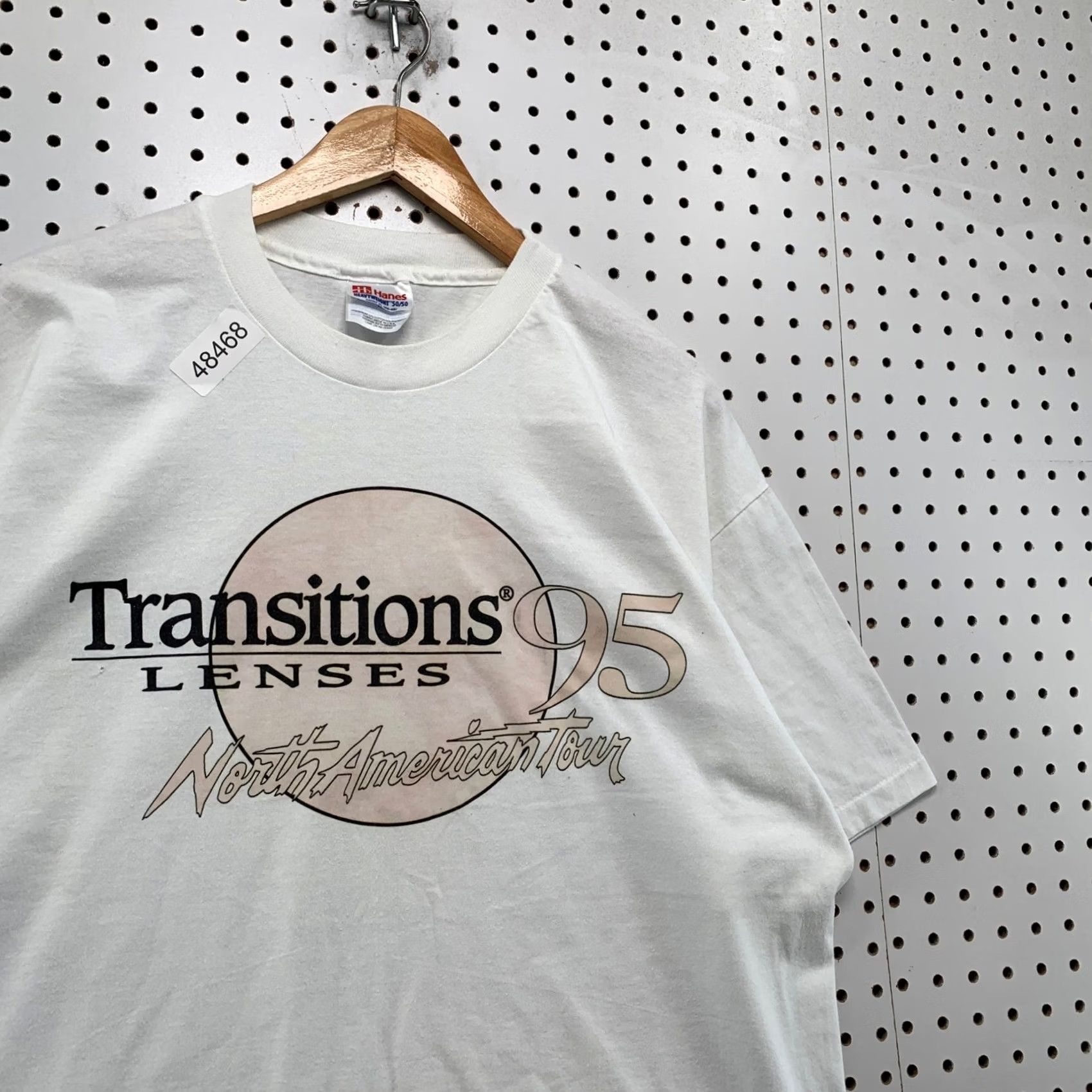 Hanes VINTAGE Hanes T Shirt Mens XL White 90s Transitions Lenses North American Tour Tee Size US XL / EU 56 / 4 - 5 Thumbnail