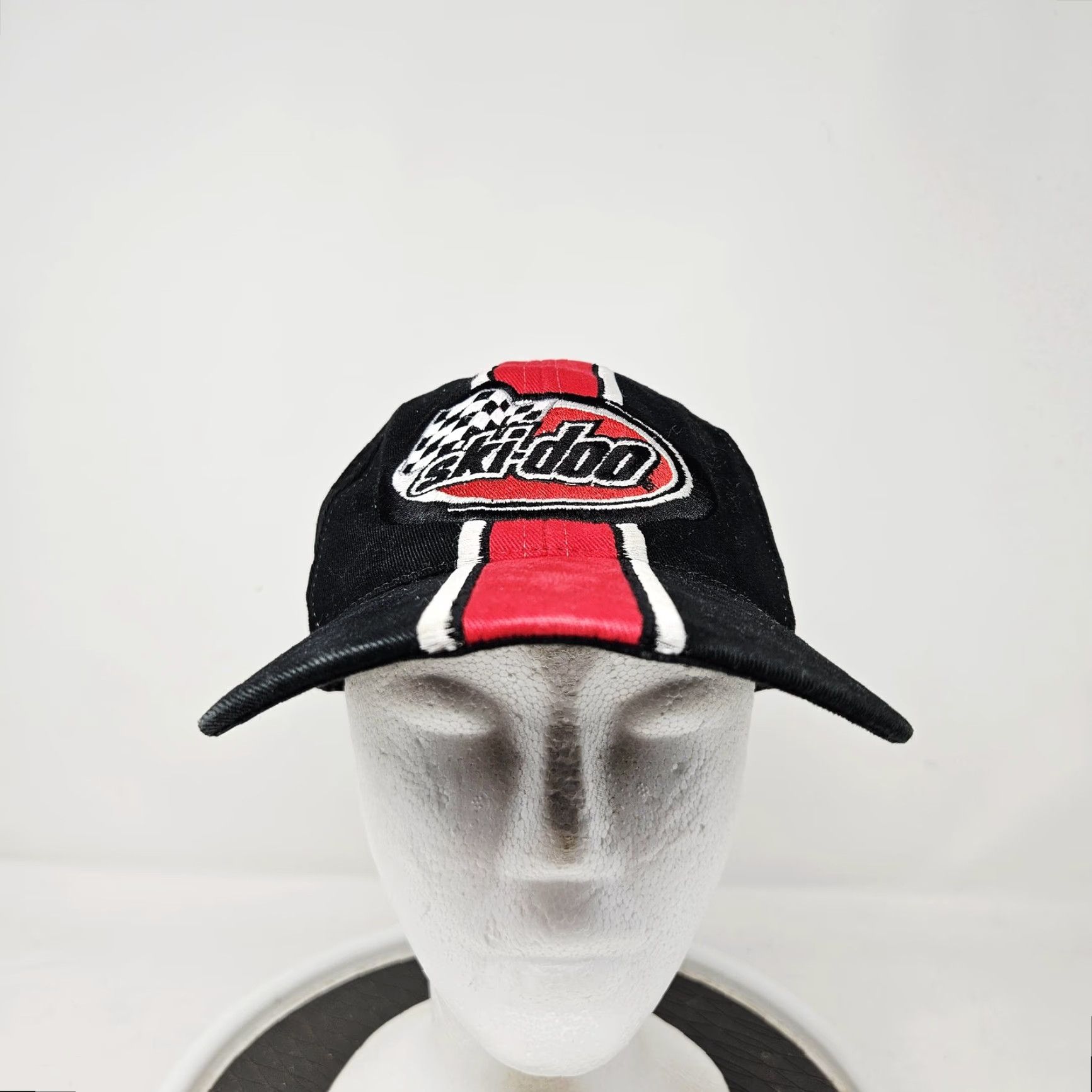 Vintage Ski-Doo Hat Cap Baseball Strap Back One Size Black Mens Ski Snowmobile Cap Striped Adjustable Size ONE SIZE - 2 Thumbnail
