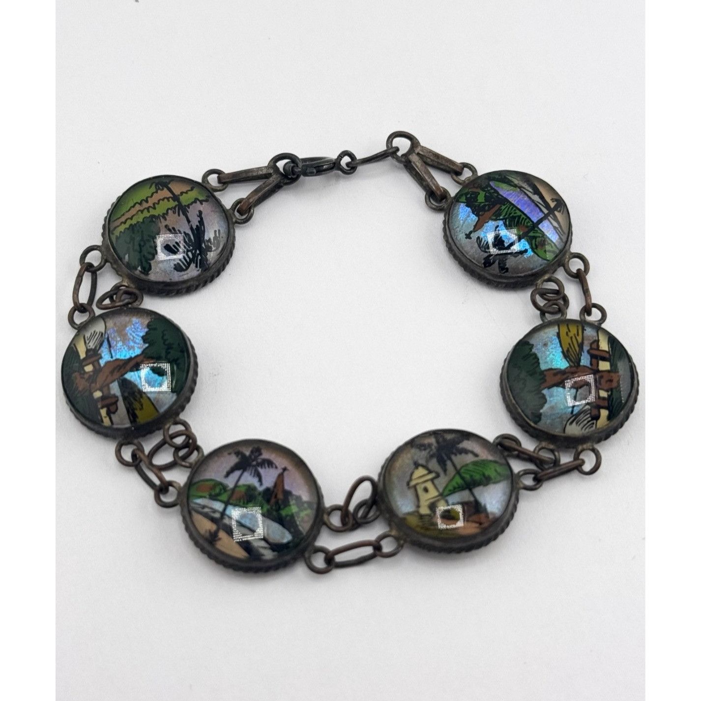 Vintage Estate butterfly wing tropical Art vintage bracelet Size ONE SIZE - 1 Thumbnail