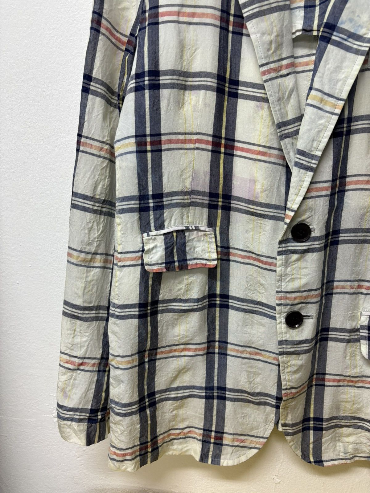 Yohji Yamamoto Vintage Rayon Yohji Yamamoto Ys Blazer Plaid Patchwork Size 50R - 12 Thumbnail