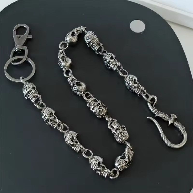Jewelry Punk Skull Charm Pants Chain in Silver, Men's
