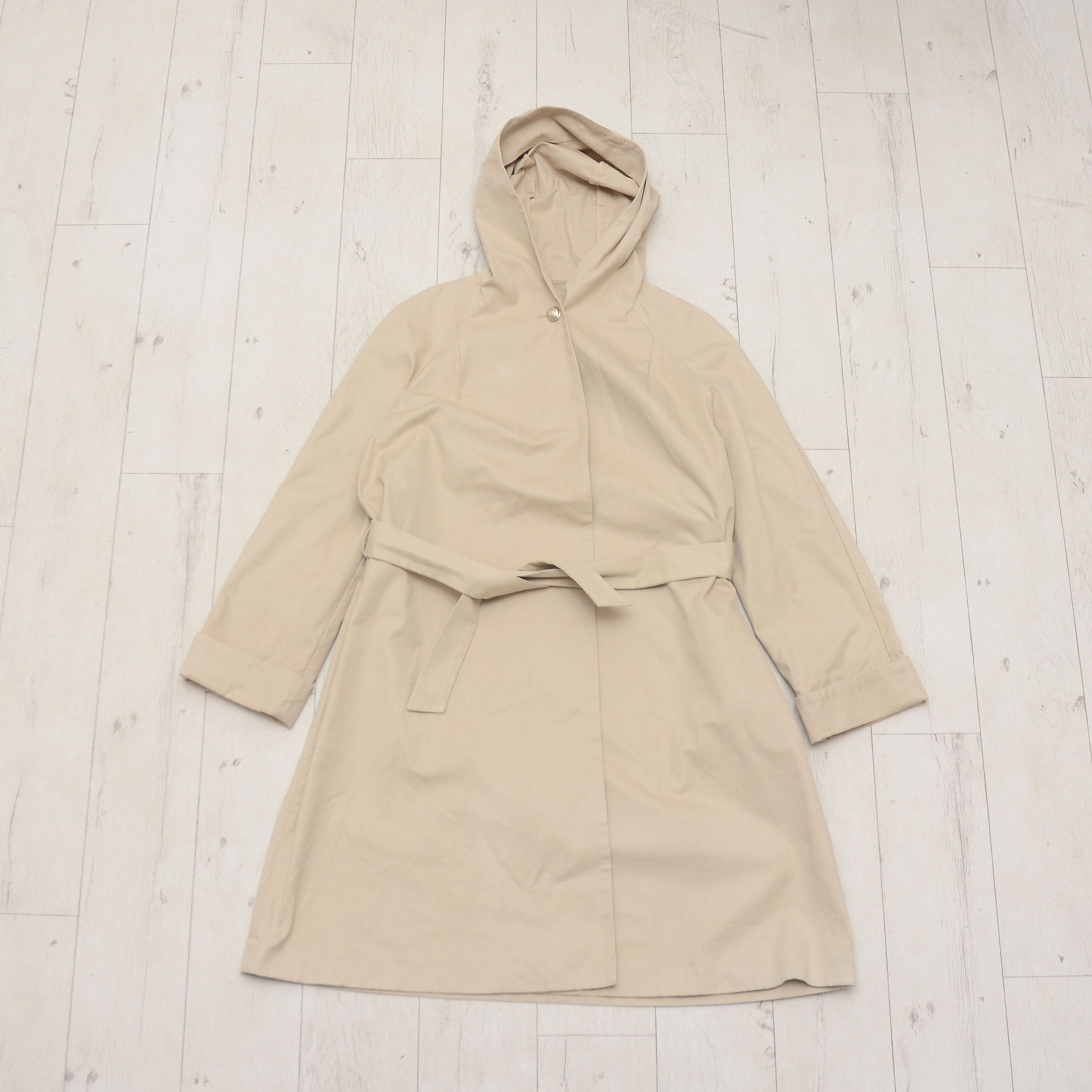 Maje Maje Coat Beige Belted Hooded Long Trench Pockets Designer Size S / US 4 / IT 40 - 1 Thumbnail