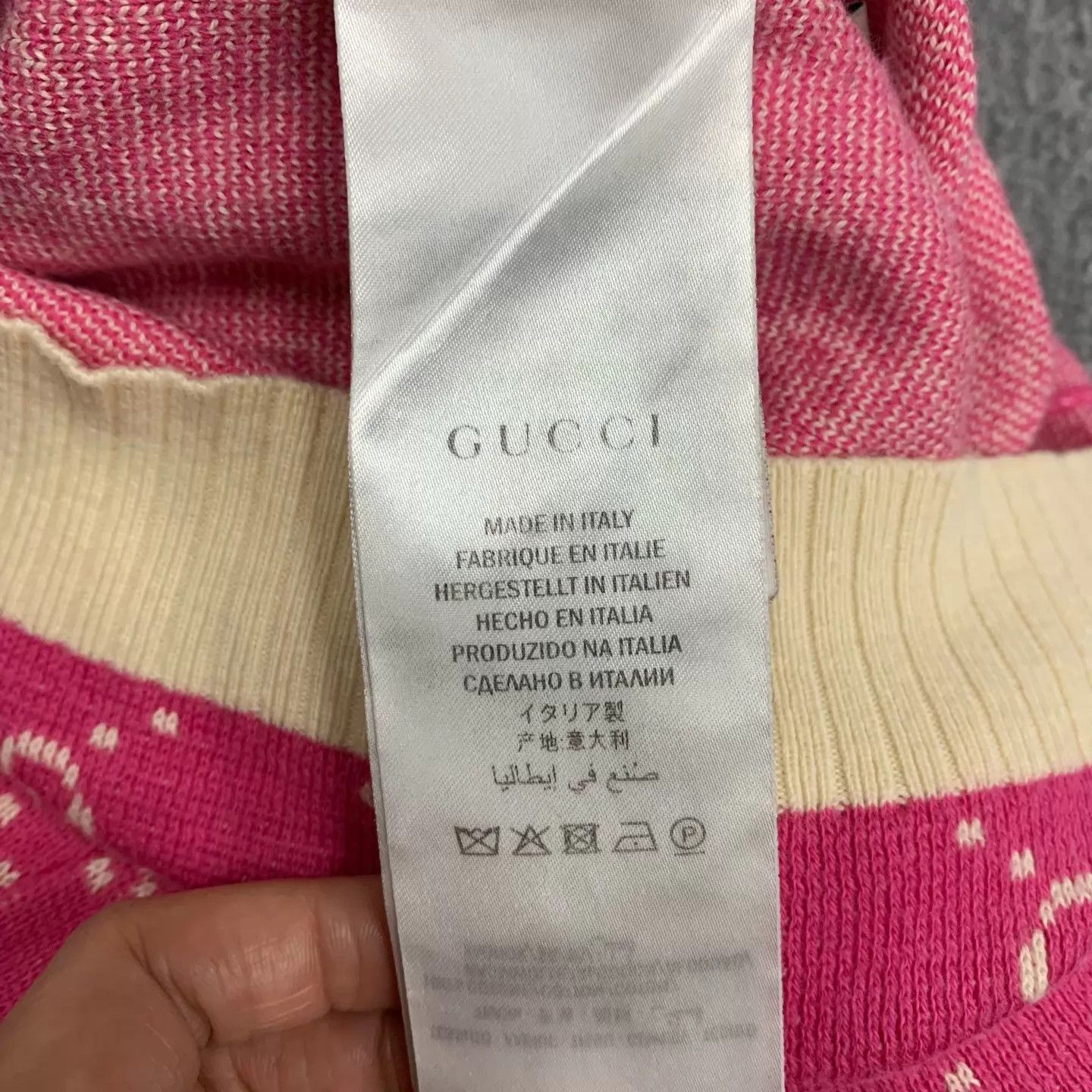 Gucci Gucci Pink Logo-Print Knit Short Sleeve XS 9/10 Size XS / US 0-2 / IT 36-38 - 5 Thumbnail
