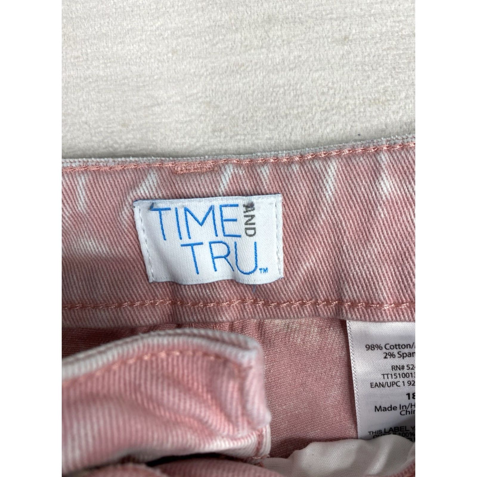 Vintage Time And Tru Jeans Womens 18 Pink Tie Dye Button Fly Denim High Rise Crop Jeans Size 40" / US 18 - 5 Thumbnail