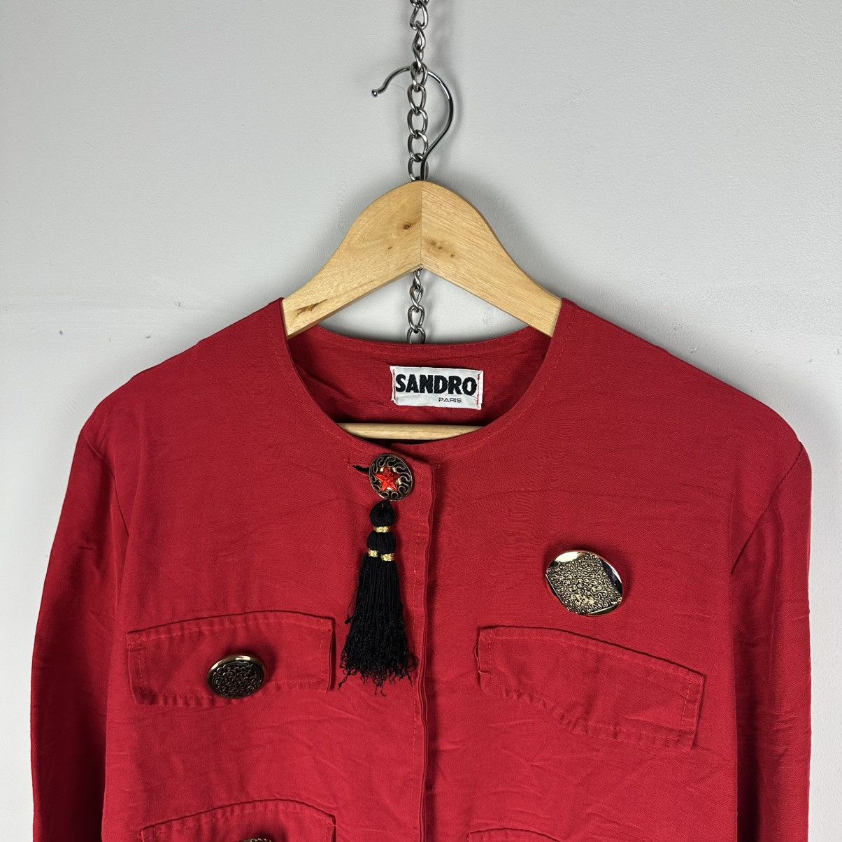 Sandro Vintage Rare Sandro 80’s Red Napaleon Cropped Blazer Size M / US 6-8 / IT 42-44 - 2 Thumbnail