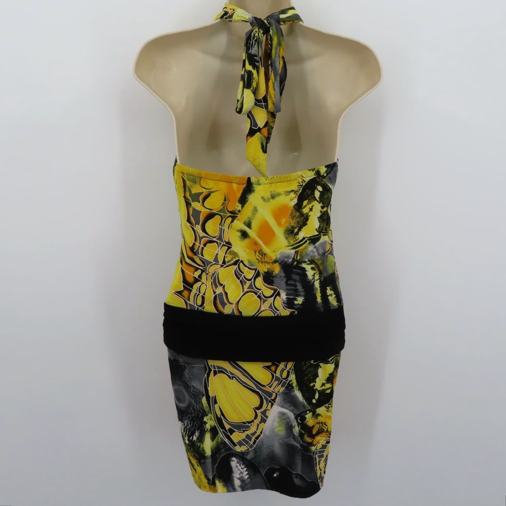 Vintage VINTAGE Cache Women S Yellow Black Butterfly Wing Print Halter Dress Sleeveless Short Dress 00s 2000s Women’s Style Tank Dress Boys? Wait Size S / US 4 / IT 40 - 4 Thumbnail