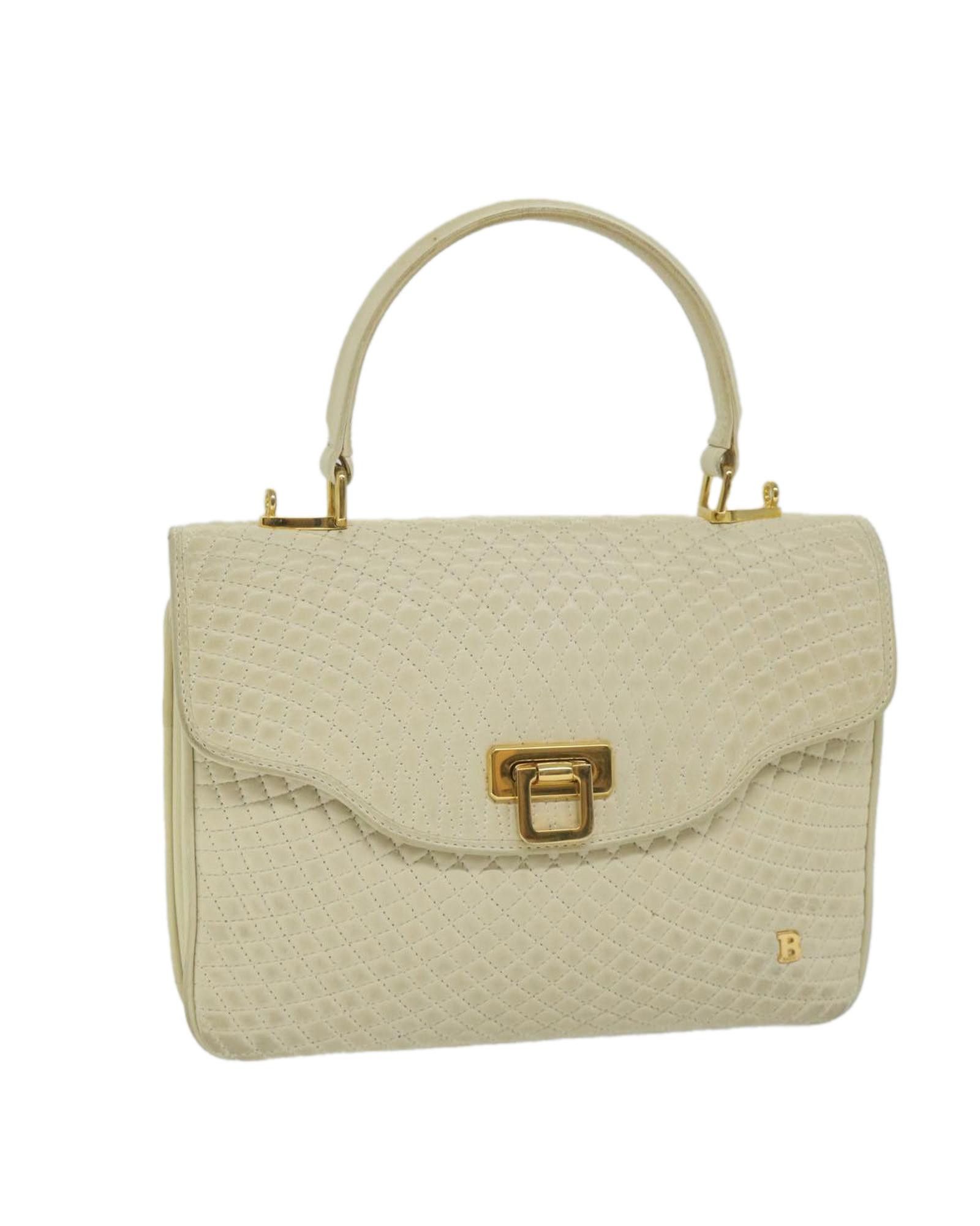 image of Bally Quilted Leather Hand Bag in Beige, Women's