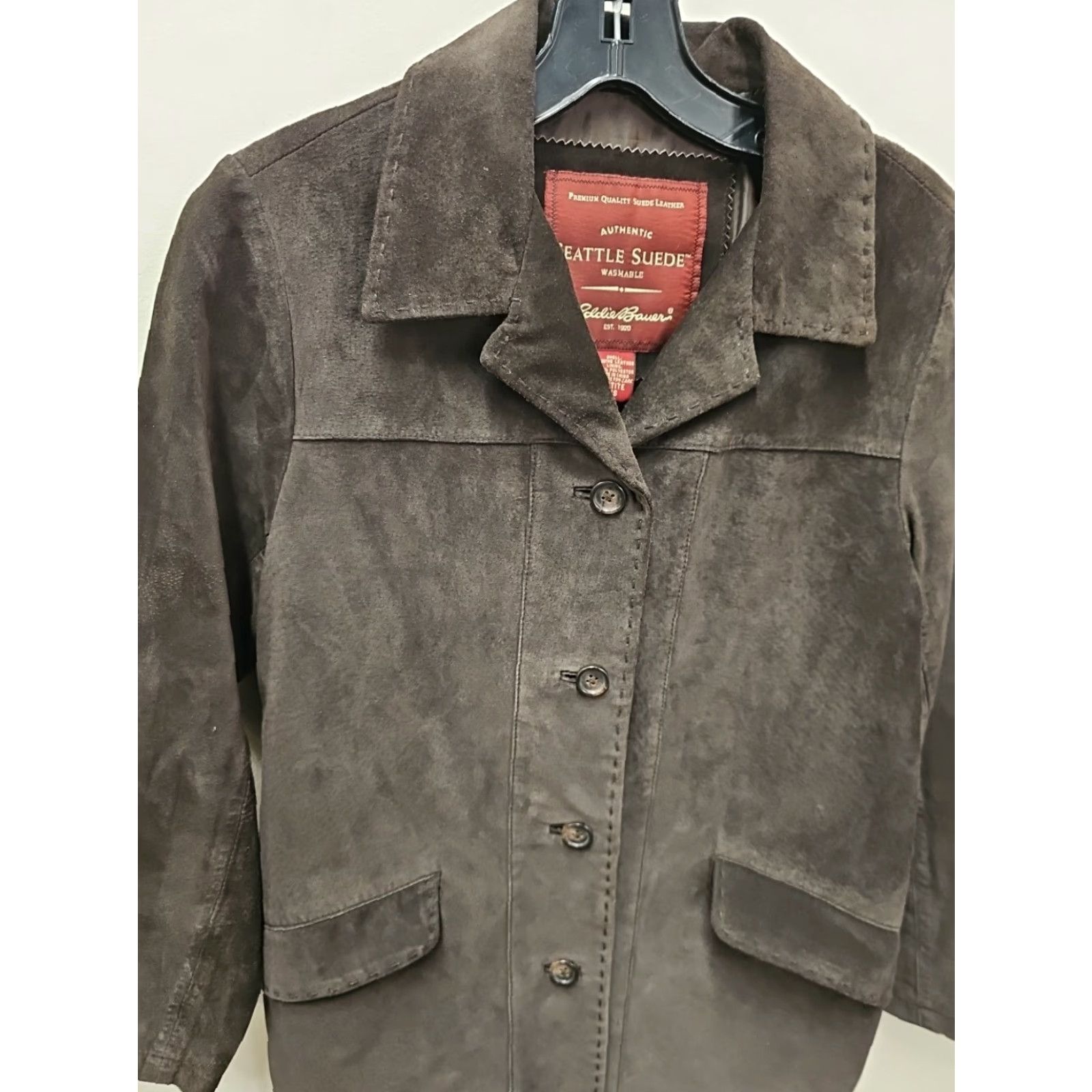 Eddie Bauer VINTAGE Eddie Bauer Seattle Suede Brown Jacket Womens XS Petite Jacket Brown Womens XS Petite Suede Seattle Eddie Bauer Vintage Jacket Size XS / US 0-2 / IT 36-38 - 2 Thumbnail
