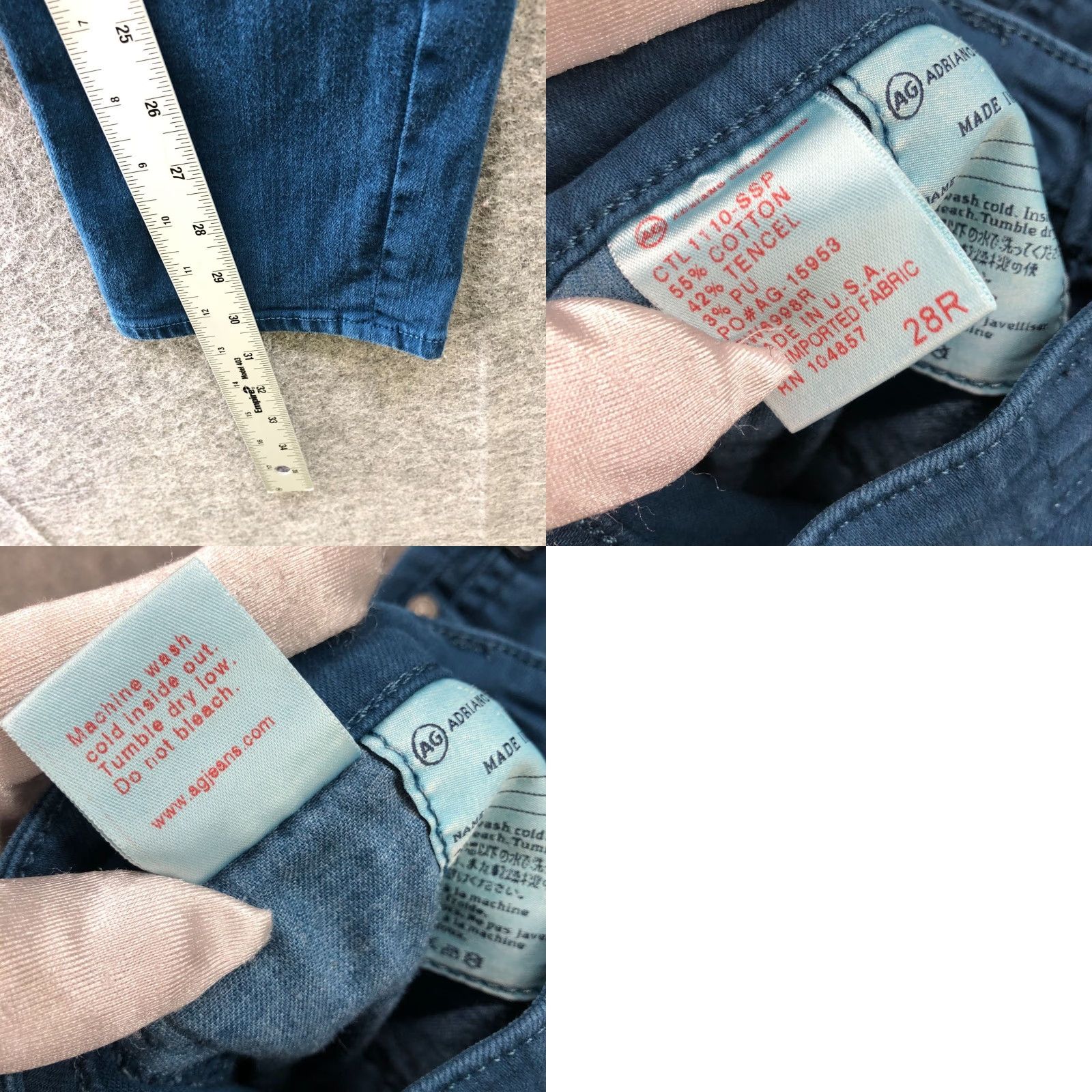 Vintage AG Adriano Goldschmied The Stilt Cigarette Jeans Womens 28 Blue Solid Skinny Jeans Size 28" / US 6 / IT 42 - 8 Thumbnail