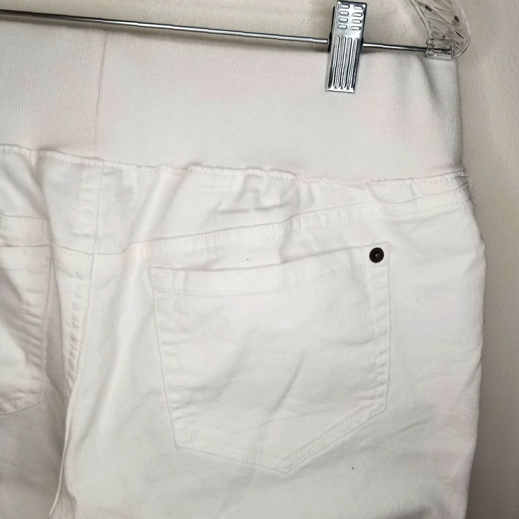 Vintage Liz Lange Jeans Maternity White Elastic Waist Size 14 Womens Straight Jeans Size 36" / US 14 / IT 50 - 5 Thumbnail