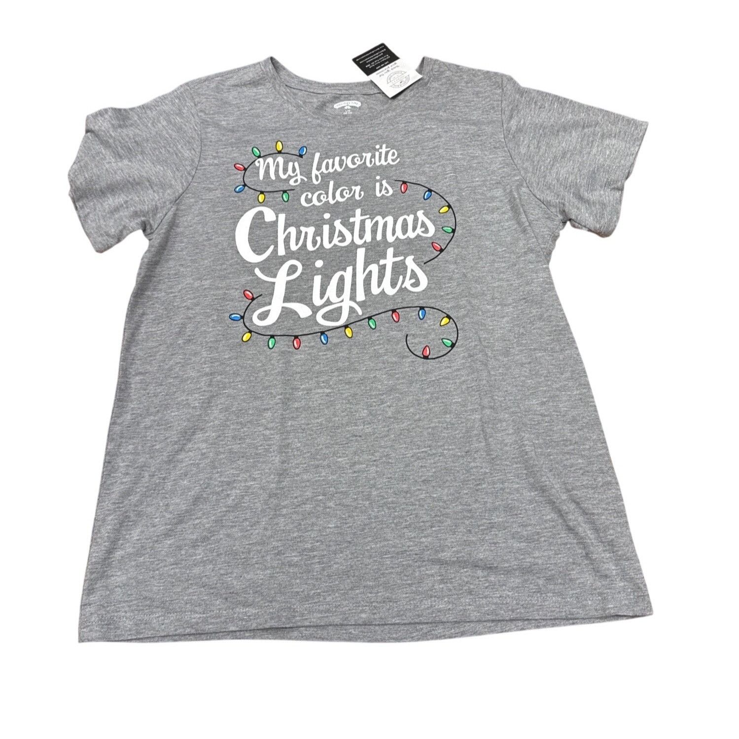 Other Holiday Time Gray "My Favorite Color Is Christmas Lights" T- Size L / US 10 / IT 46 - 2 Thumbnail