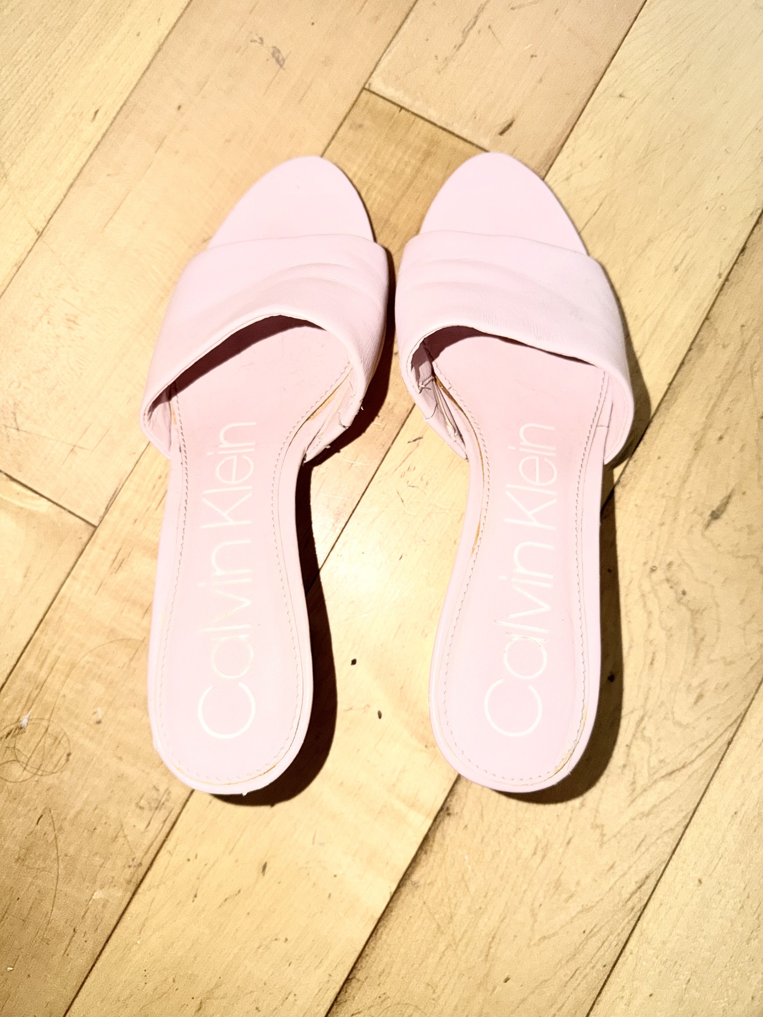 Calvin Klein Calvin Klein 'Noelly' Pink Leather Mule Sandal Heel Size US 8 / IT 38 - 4 Thumbnail